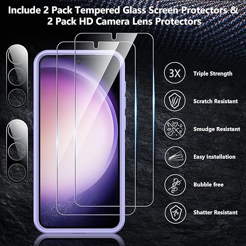 Miniatura 5 de SPIDERCASE Funda para Samsung Galaxy S23 protección contra caídas de grado militar de 10 pies paquete de 2 protector de pantalla de vidrio templado