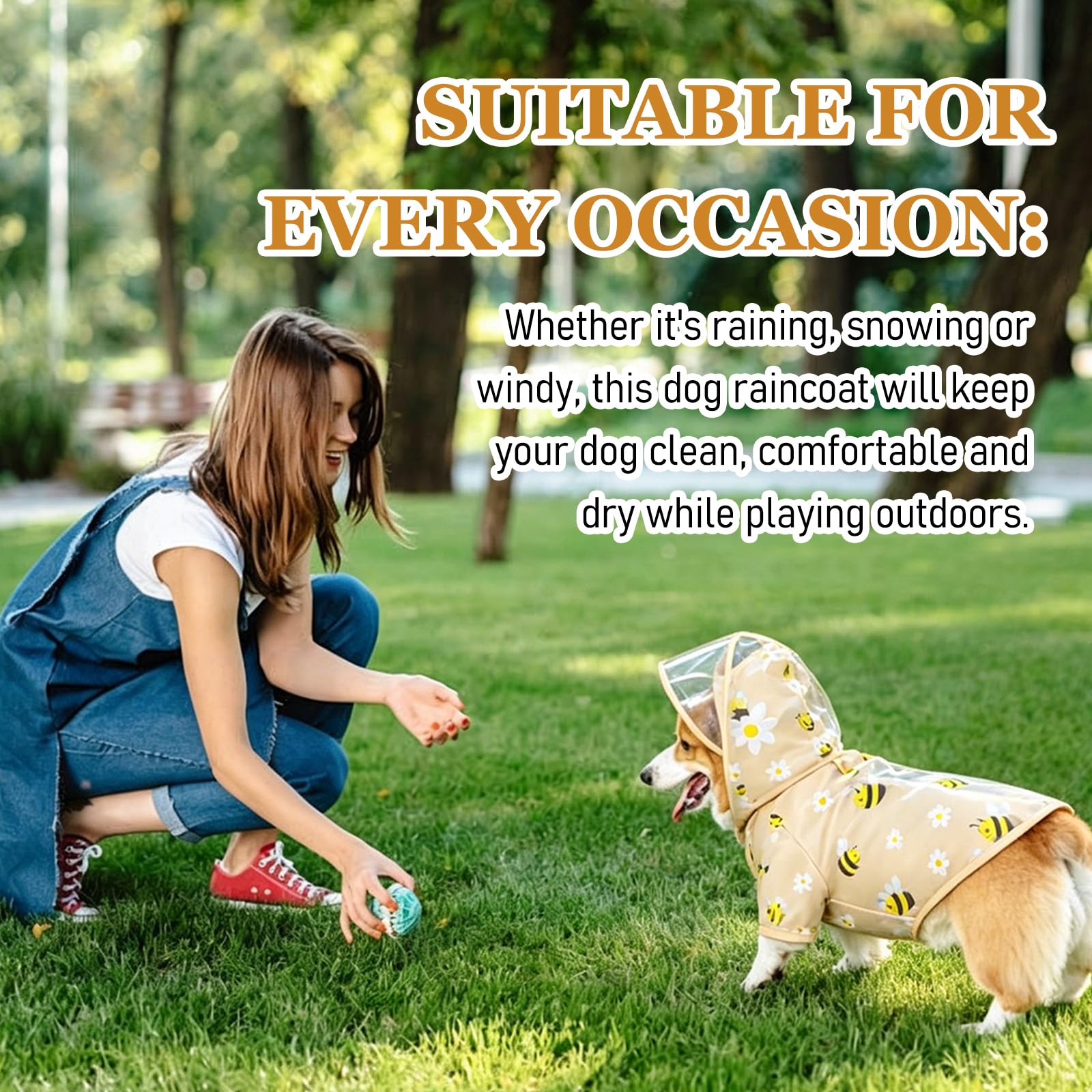 Impermeabile Cane, Impermeabile per Cani Cappotto Ape Gialla, Ultraleggero Cappotto con Cappuccio, Antipioggia Ultraleggero Cane con Tessuto Premium Idrorepellente per Cani di Piccola
