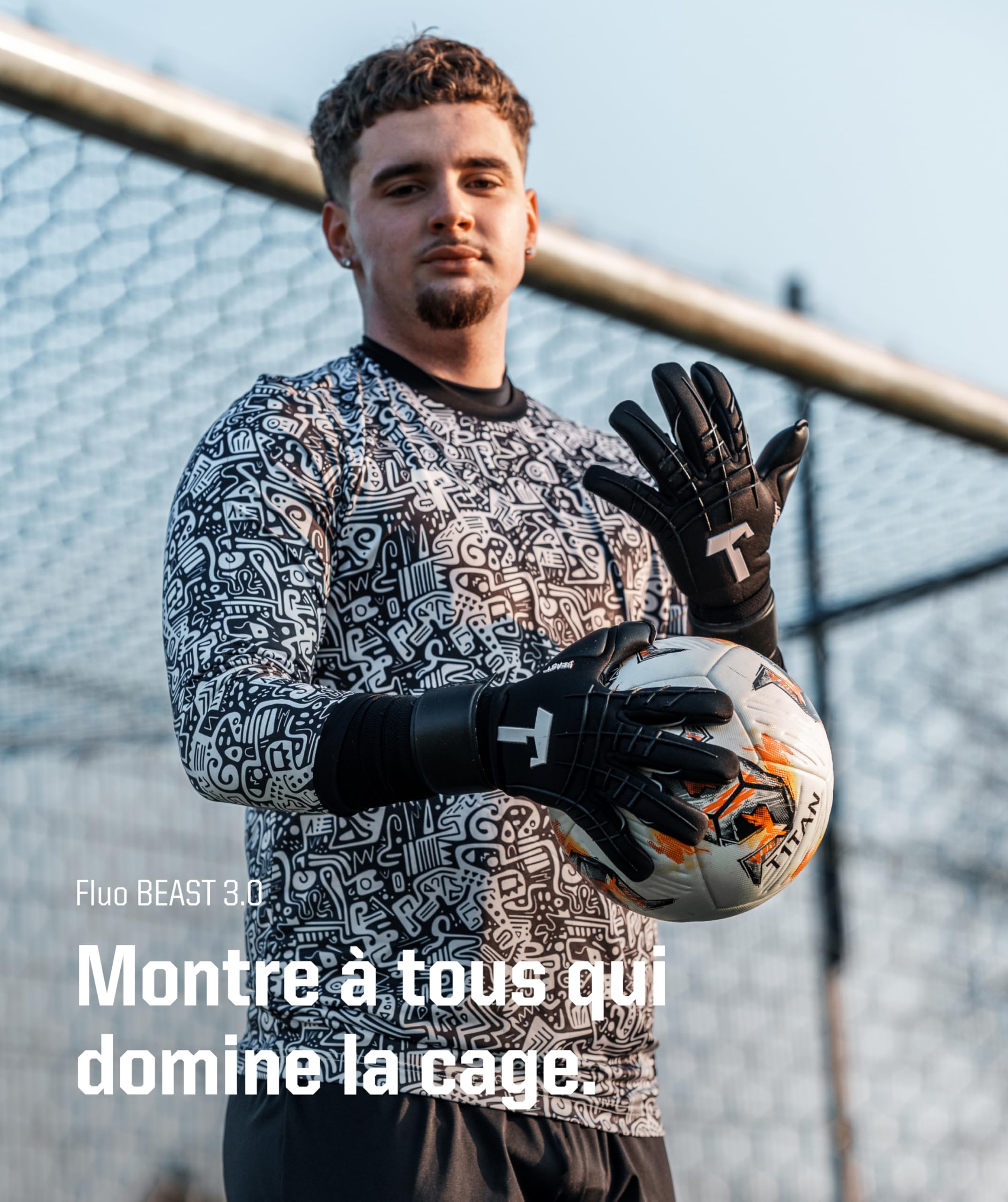 T1TAN Beast - Gants de Gardien de But sans Protection des Doigts - Gants de Football pour Jeunes & Adultes - Unisexe, 4mm Pro Grip - Diverses Tailles & Couleurs