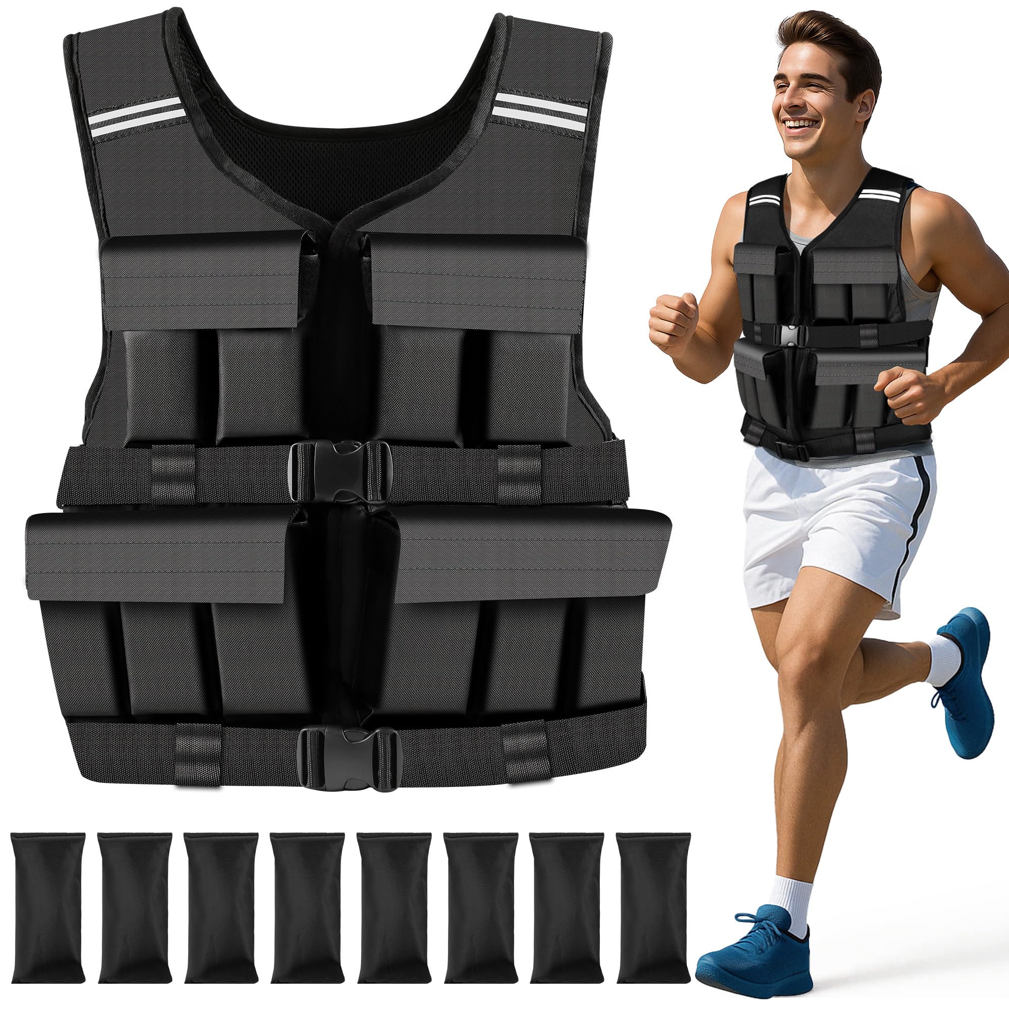 Adjustable Weighted Vest for Men Woman With Shoulder Pads 18lbs 30lbs 40lbs Weight Vest For Walking Rucking Cross