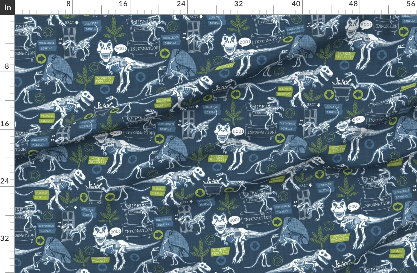 Spoonflower Fabric - Dinosaurs Fun Prehistoric Dino Boys Bones Printed on Organic Cotton Sateen Fabric by The Yard - Sewing Quilting Apparel Home Decor