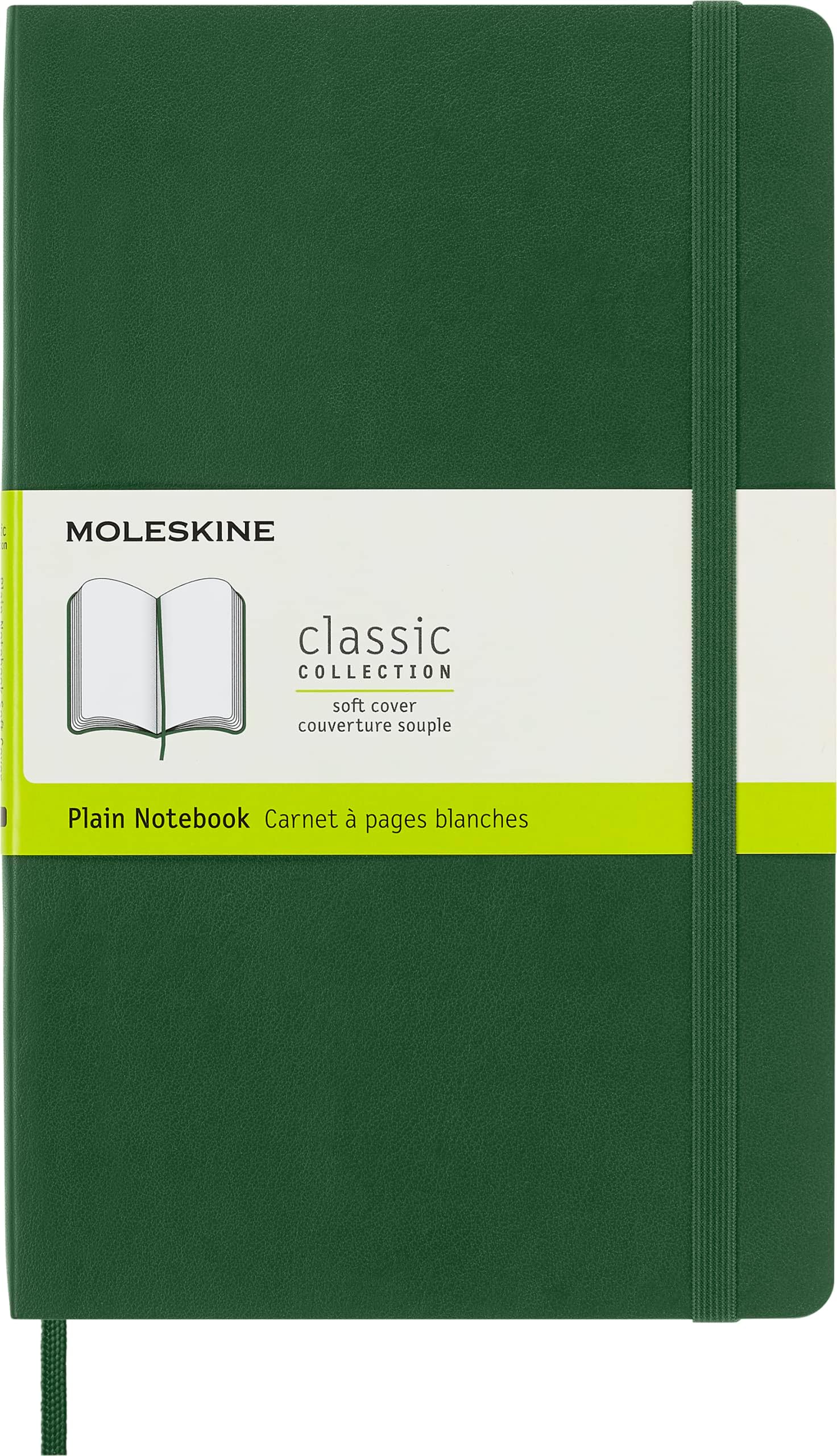 Moleskine 13 x 21 cm Classic Plain Paper Notebook Soft Cover and Elastic Closure Journal - Myrtle Green