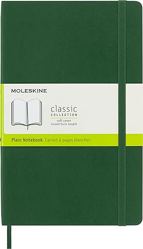 Moleskine - Cuaderno clásico, tapa blanda, tamaño L (5 x 8.25 pulgadas), liso/en blanco, verde mirto, 192 páginas verde (Myrtle Green),Verde