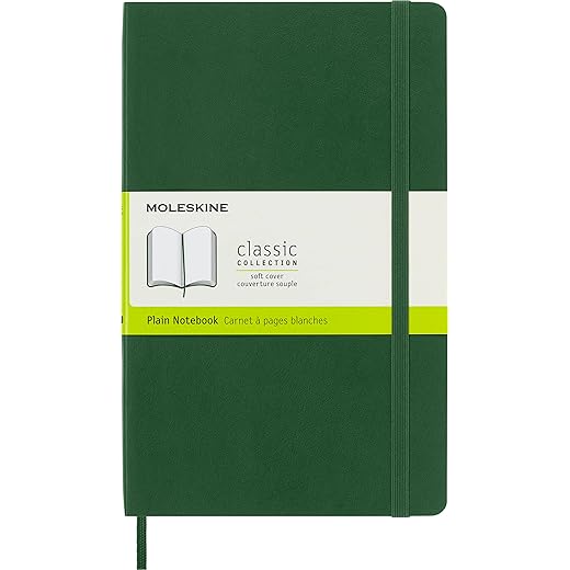 Moleskine - Cuaderno Large Tapa Blanda Hojas Lisas Classic Verde En Oferta Moleskine - Cuaderno Clásico Con Hojas Lisas, Tapa Blanda Y Cierre Elástico, Color Verde Mirto, Tamaño Grande 13 X 21 Cm, 192 Hojas