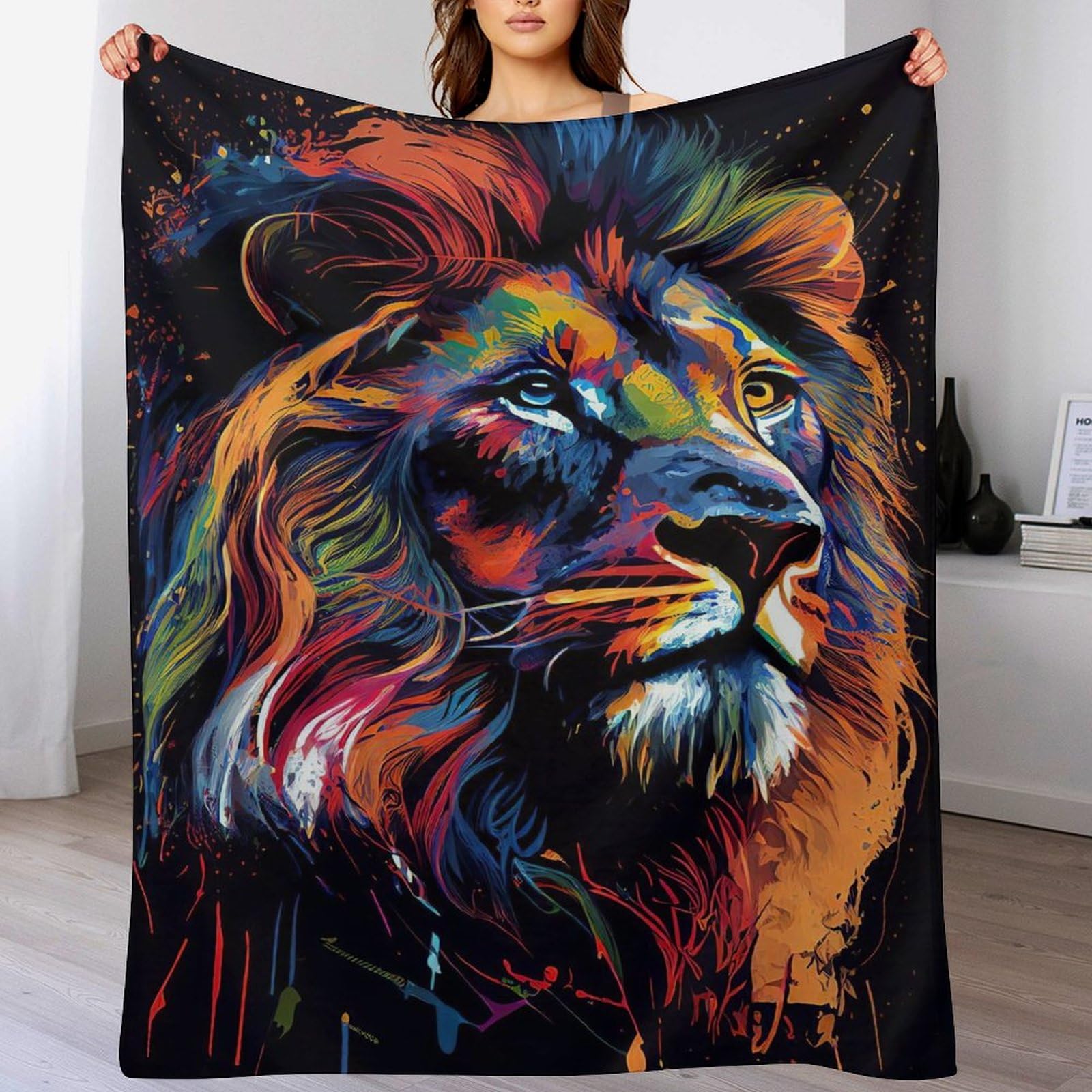 Couverture lit lion douce pour vos soirées cocooning sur le canapé