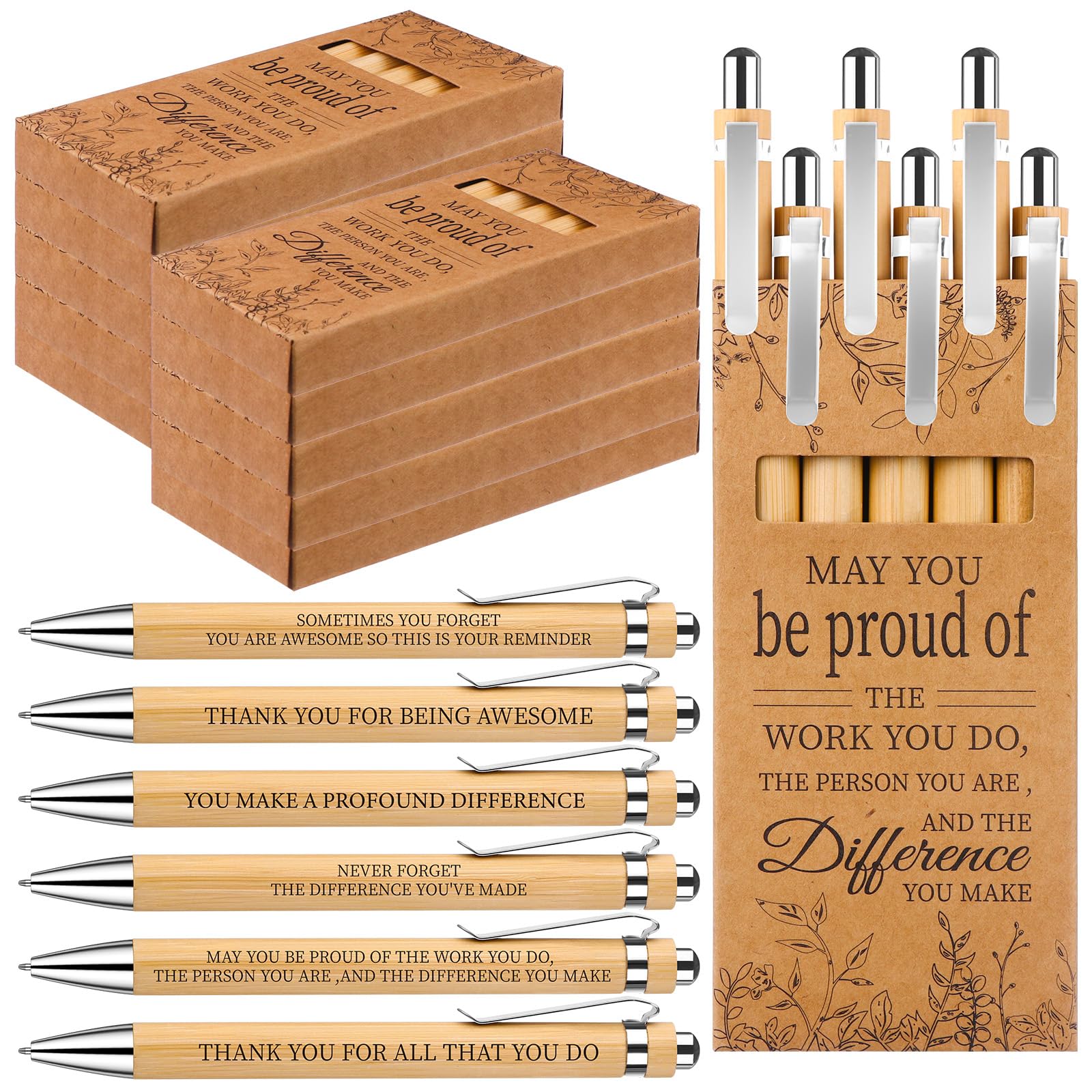 Droutti 84 Pcs Employee Appreciation Gifts Bulk Inspirational Ballpoint Pens with Positive Gift Boxes Motivational Pen Thank You Gifts for Coworkers