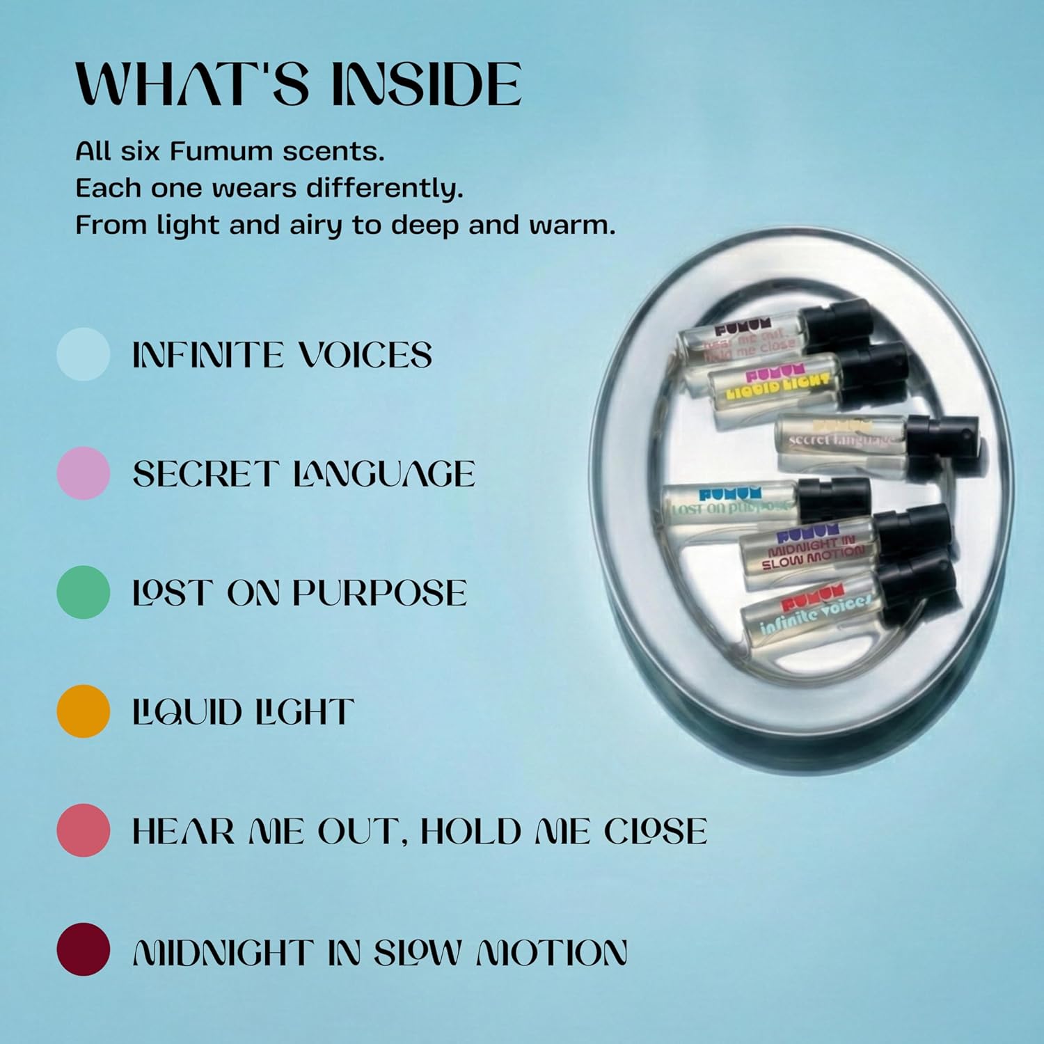 Discovery Set – 6-Scent Eau de Parfum Sampler for Women & Men – Clean, Genderless Mini Perfume Vials (6 × 2 mL)