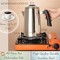Vista 2 de Mixpresso Percolador de café de acero inoxidable, cafetera percoladora clásica de 52 onzas, ideal para olla de campamento, cafetera de 12 tazas