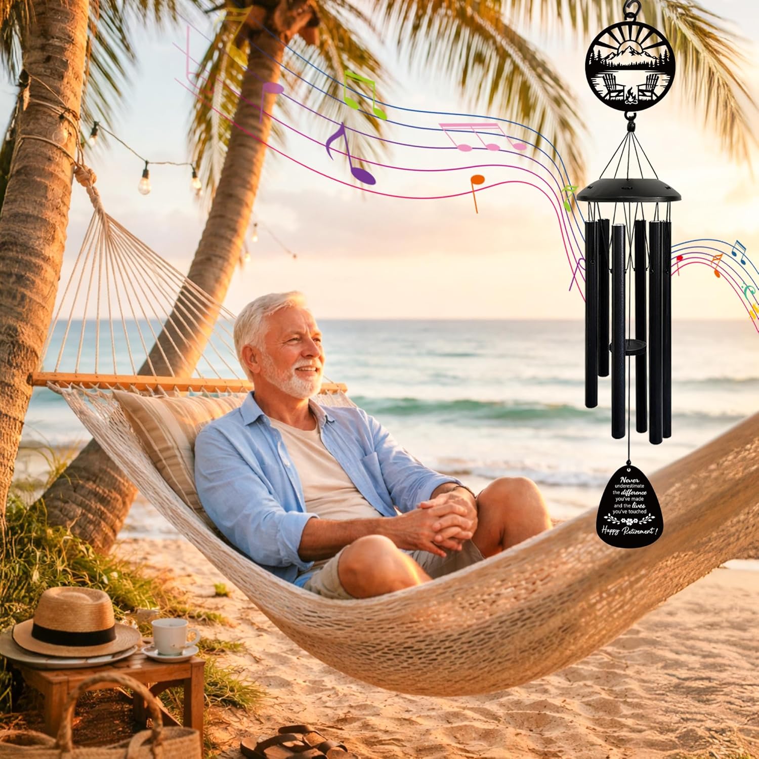 Retirement Wind Chimes Gift for Women Men, Happy Retirement Wind Chimes for Coworkers, Colleagues, Boss, Teachers, Nurses Friends, Going Away Retirement Decor