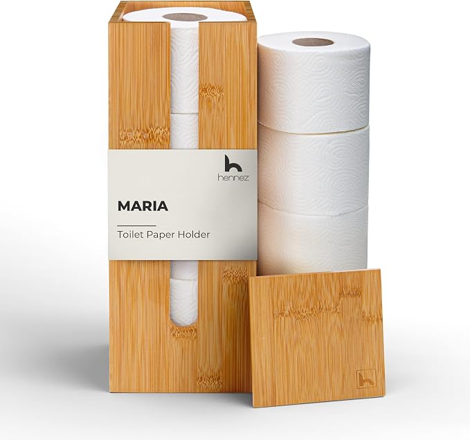 Boîte Rangement Papier Toilette 33L En Bambou – Panier Élégant Avec Couvercle Pour 9 à 16 Rouleaux, Beige Naturel
