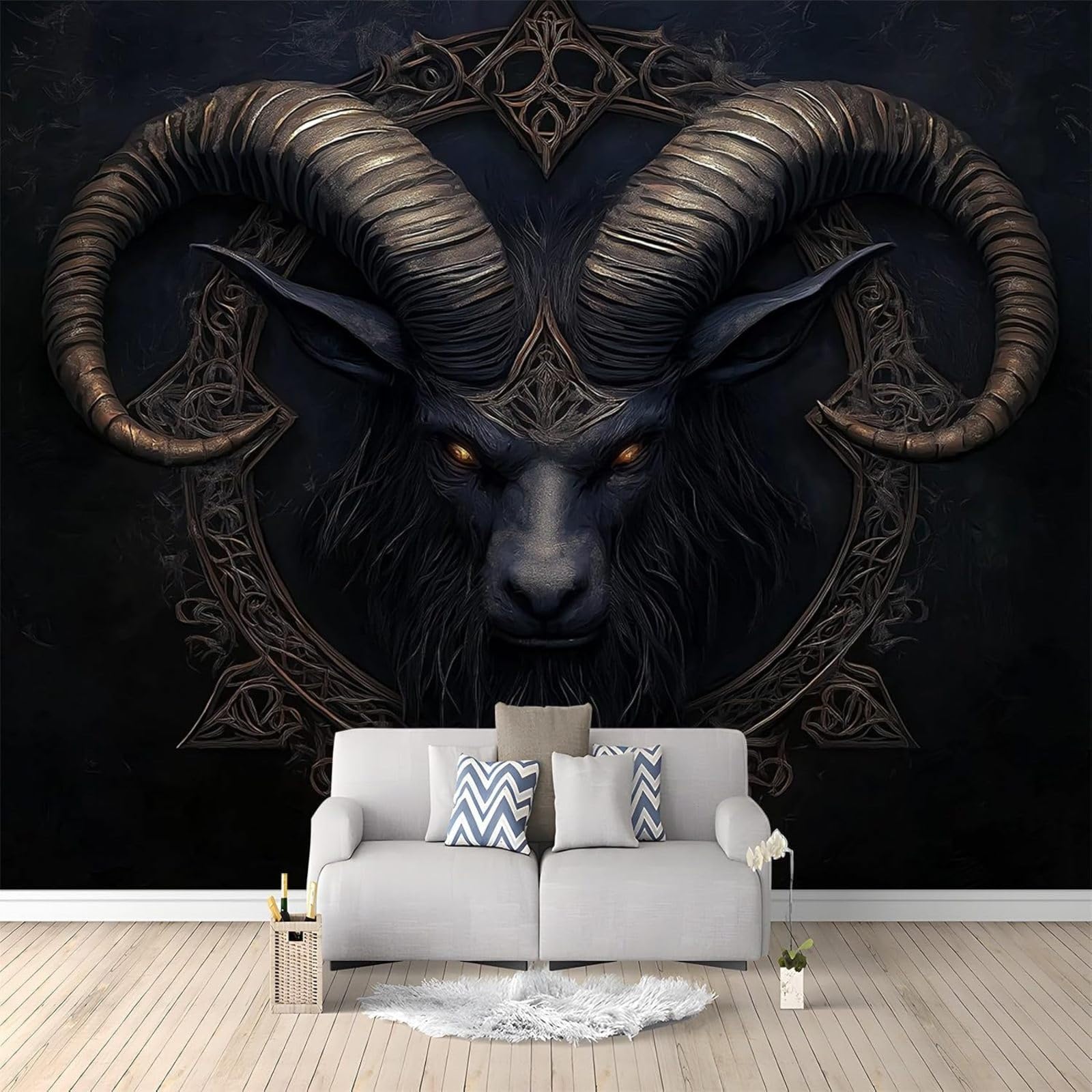 hgjdjhnf Photo Wallpaper Dark Fantasy Horns Wallpaper Wall Mural Wall Decoration Design Patterned Wallpaper Wall Decoration Living Room Bedroom Office Hallway, 350cm x 256cm