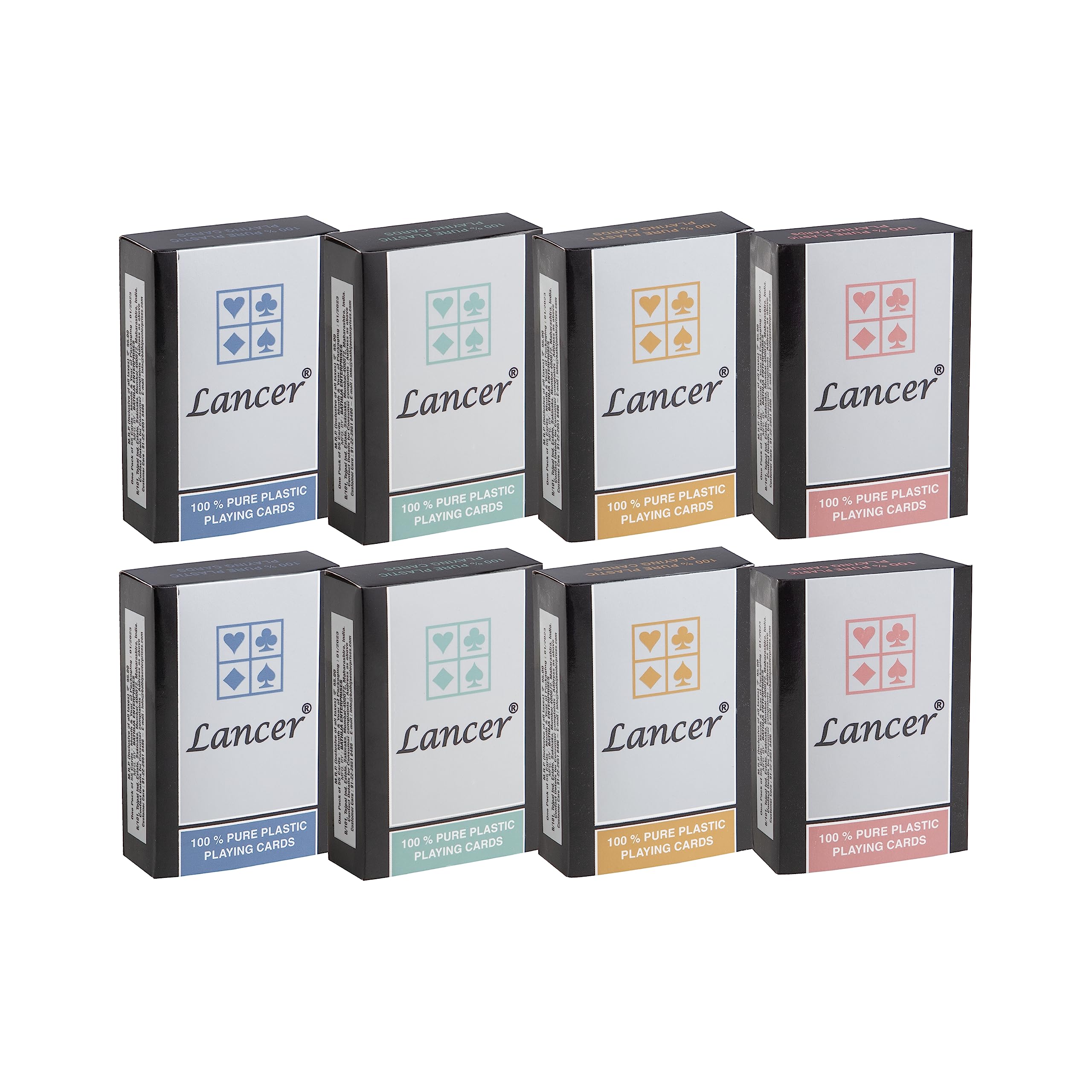 LANCER Premium Plastic Playing Cards (Set of 8), Bridge Size, Multicolor Cards Packed in an Individual Container, Cards for All Ages used for Card Games, Poker and Rummy (B0C7VBJPVG) Amazon Price History, Amazon Price Tracker
