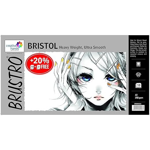 BRUSTRO Ultra Smooth Bristol Sheets A3 250 GSM Pack of 12