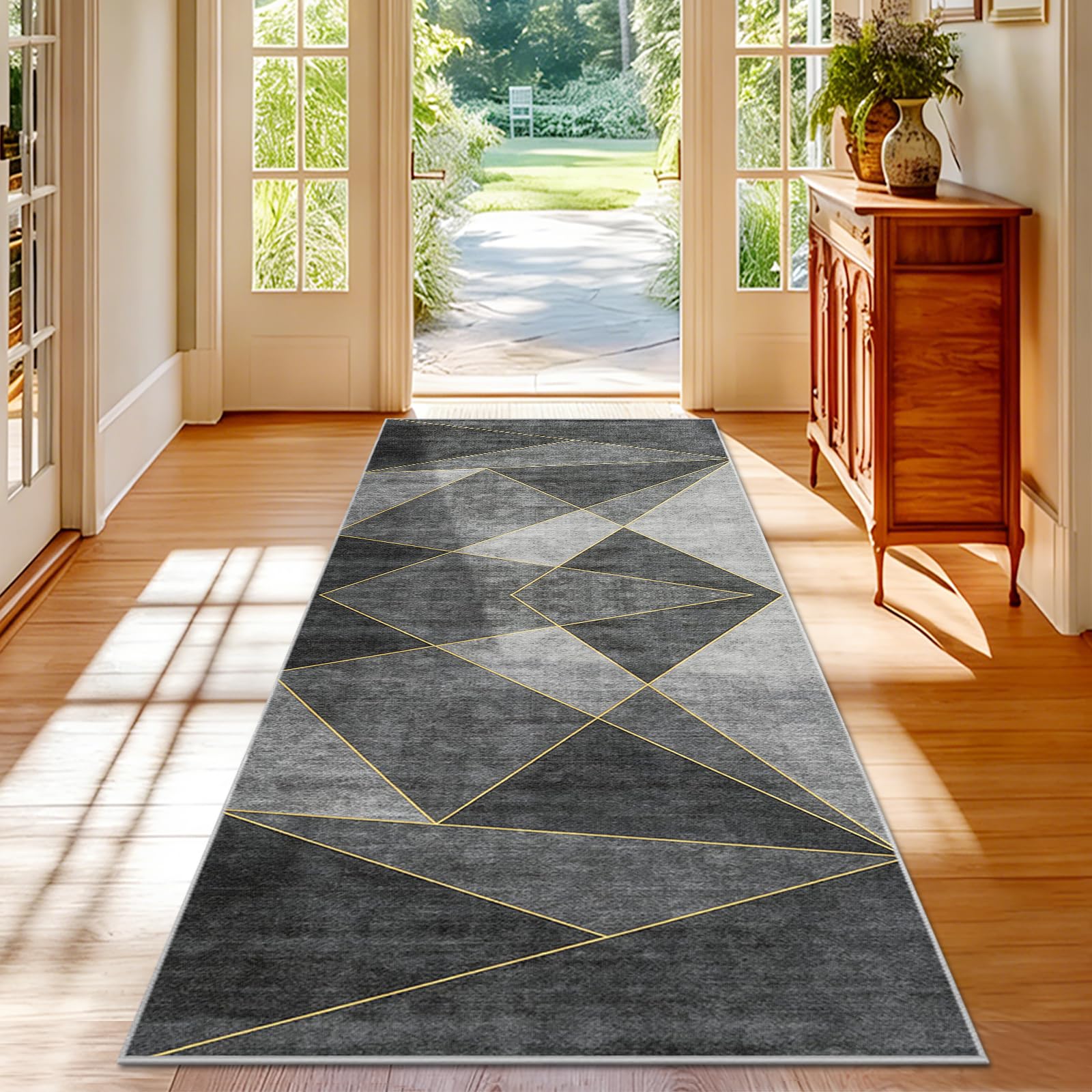 Tappeto Corridoio Moderno Runner Cucina Grigio 40x200cm