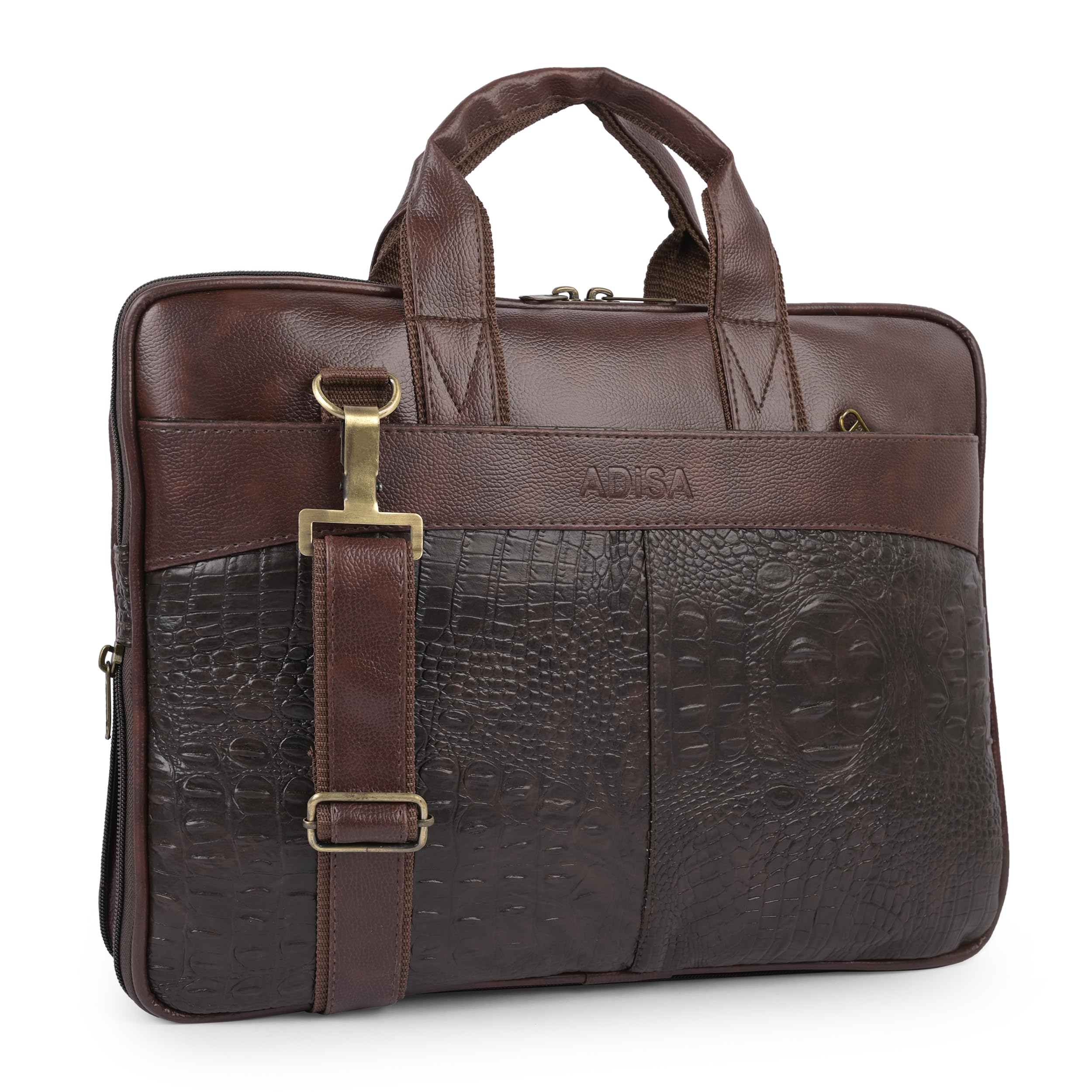 adisa Laptop Messenger Office Bag Briefcase for Work for Men (LB6056-BRO)-picture-51