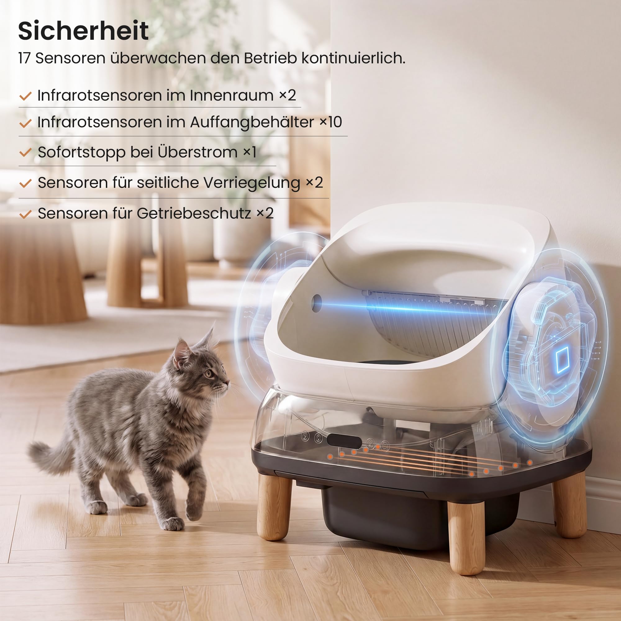 Devoko Elektrisches Katzenklo selbstreinigend mit 8 Sensoren,IPX5 wasserdicht,Katzentoilette elektrisch mit APP-Steuerung,selbstreinigende Katzentoilette XXL für große Katzen & Mehrkatzenhaushalte
