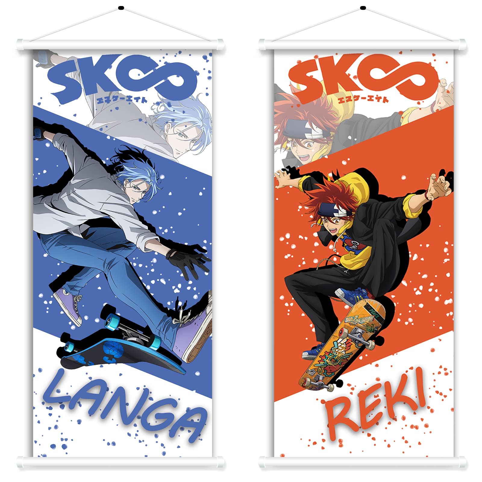 Yuedevil Langa & Riki Scroll Poster 2PCS Japanese Anime Manga Wall Art Premium Art Canvas Bedroom Decor