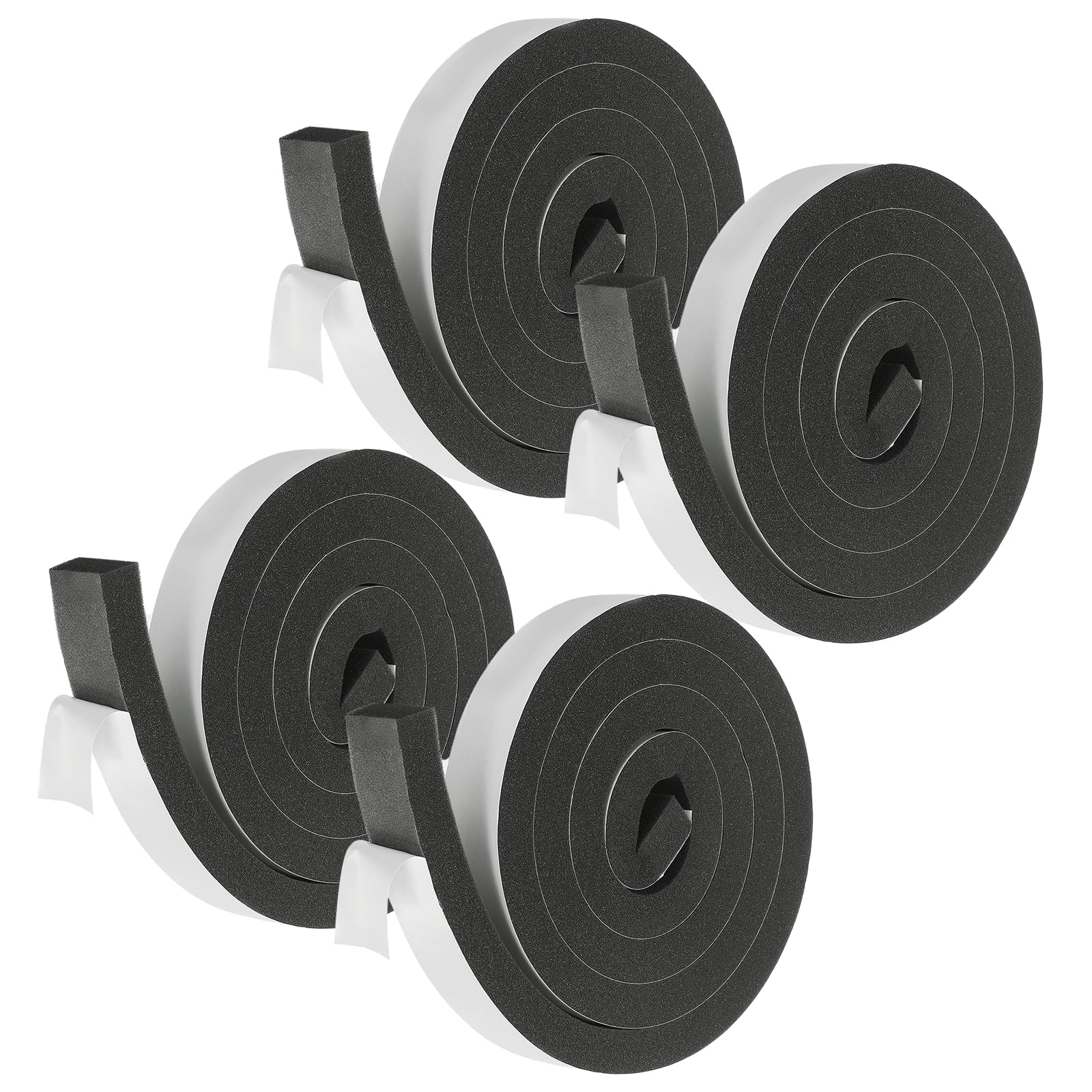 sourcing map Weather Stripping Door Seal, 4 Rolls 40mm x 20mm Adhesive Foam Tape Seal Soundproof Insulation Strips for Door Frame Window Gaps (26 Feet Total, 6.5 Feet/Roll)