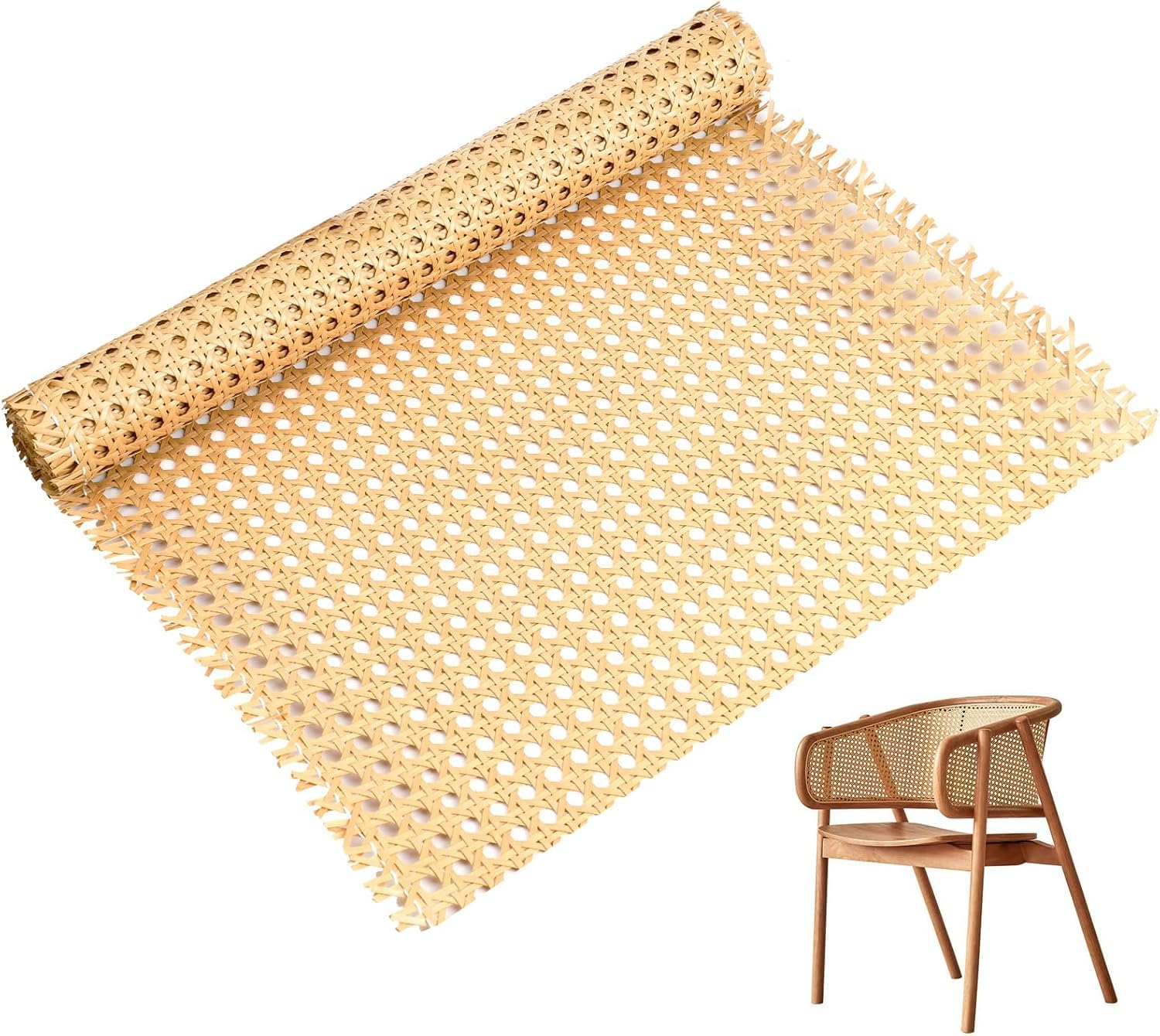 Rattan Cane PVC Webbing Roll for Caning Projects, Woven Open Mesh Cane for Furniture, Chair, Cabinet, Ceiling, Bed (36X15feet)-image-3