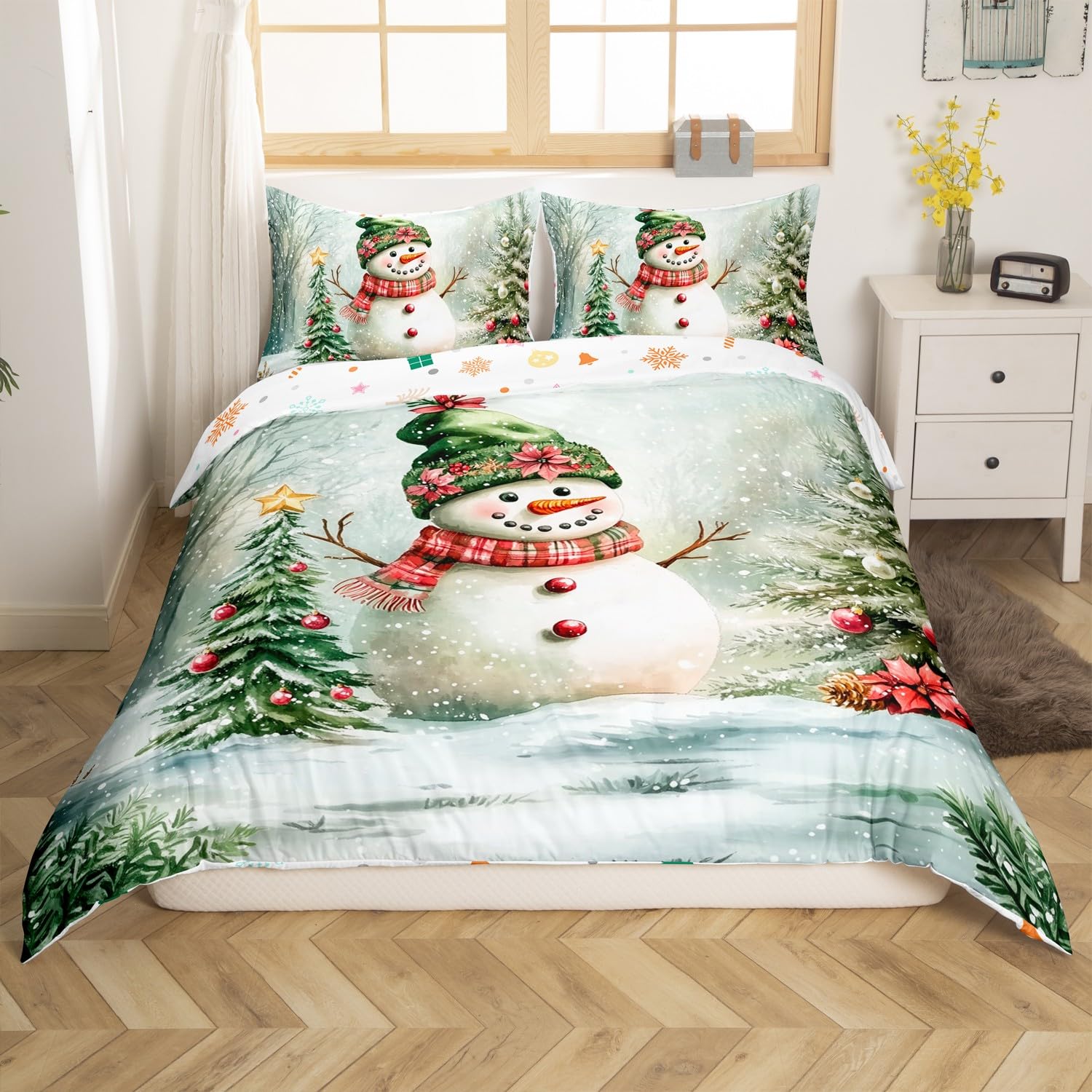 Housse de couette Noël enfant et bonhomme de neige pour décorer la chambre avant le Nouvel An