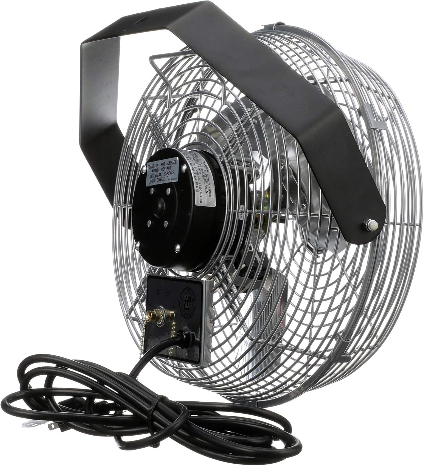 TPI U-12-TE Wall Mount Heavy Duty Ceiling Barn Fan for Garage, Shop, Workstation, Patio, 12" High-Velocity Commercial Indoor/Outdoor Fan, 1/12 Hp