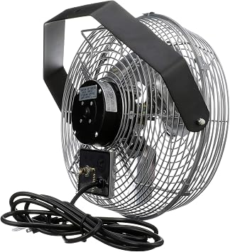 TPI U-12-TE Wall Mount Heavy Duty Ceiling Barn Fan for Garage, Shop, Workstation, Patio, 12 High-Velocity Commercial Indoor/Outdoor Fan, 1/12 Hp