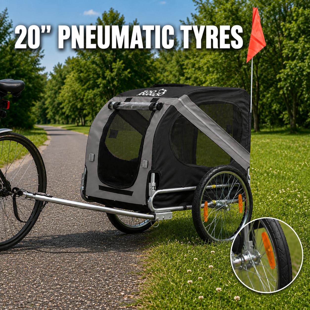 zoomundo Fahrradanhänger Hundeanhänger für Hunde-Transport Silver Frame