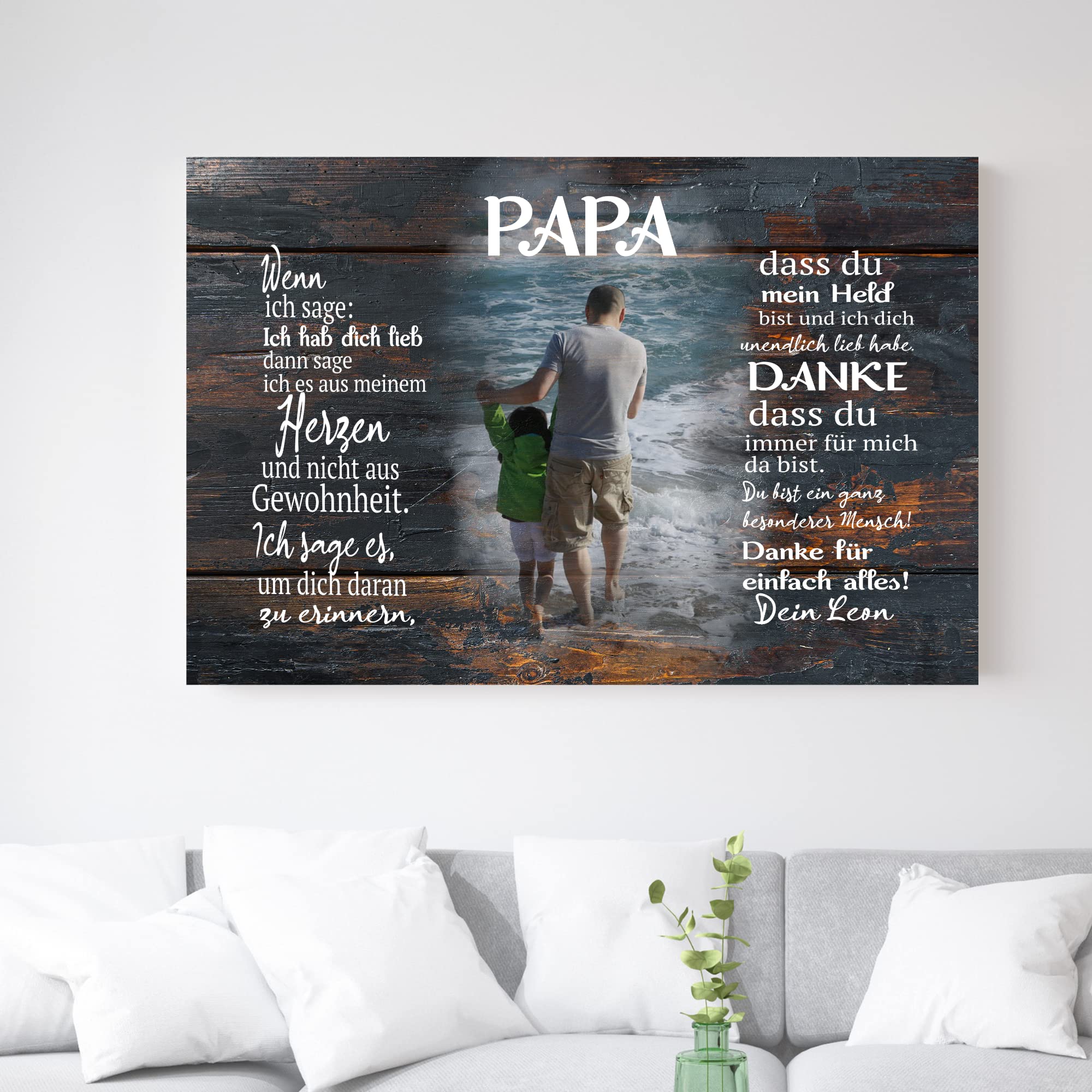 Deutsam Tela personalizzata Papà nero regalo per la festa del papà San Valentino con foto regalo per papà compleanno su tela