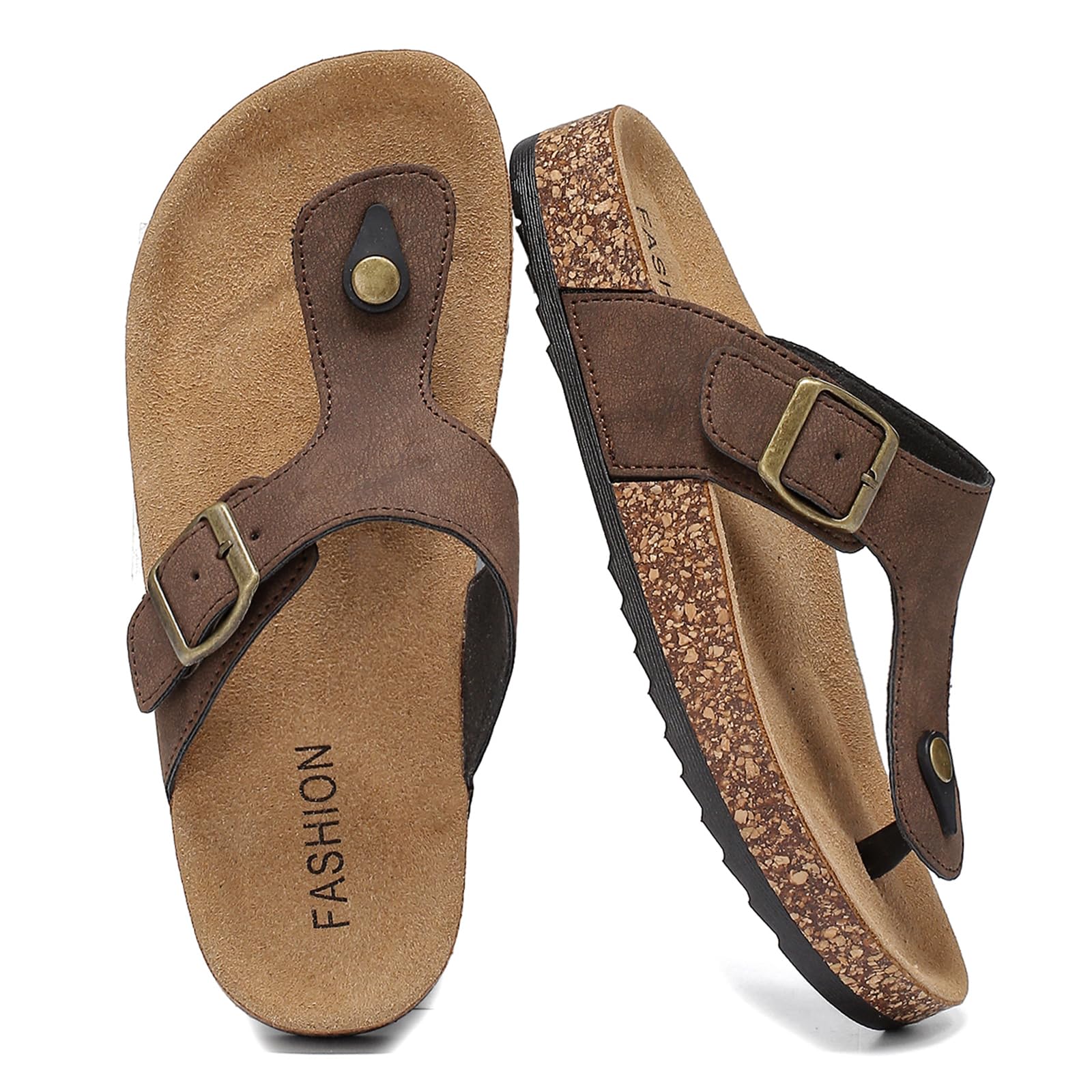Sandalias Verano para Mujer, Zapatillas Planas Ajustables Ante Mules Corcho Regulable Chanclas Pantuflas para Unisex adulto, 36-46