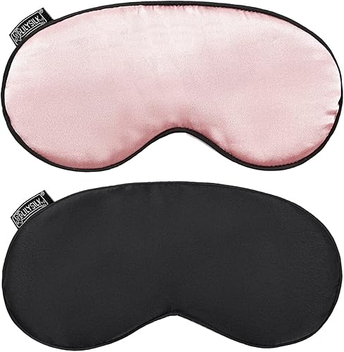 Miniatura 1 de LILYSILK Máscara de dormir 100% seda con correa elástica, paquete de 2 con tapones para los oídos, suave y cómoda para hombres y mujeres, anteojos