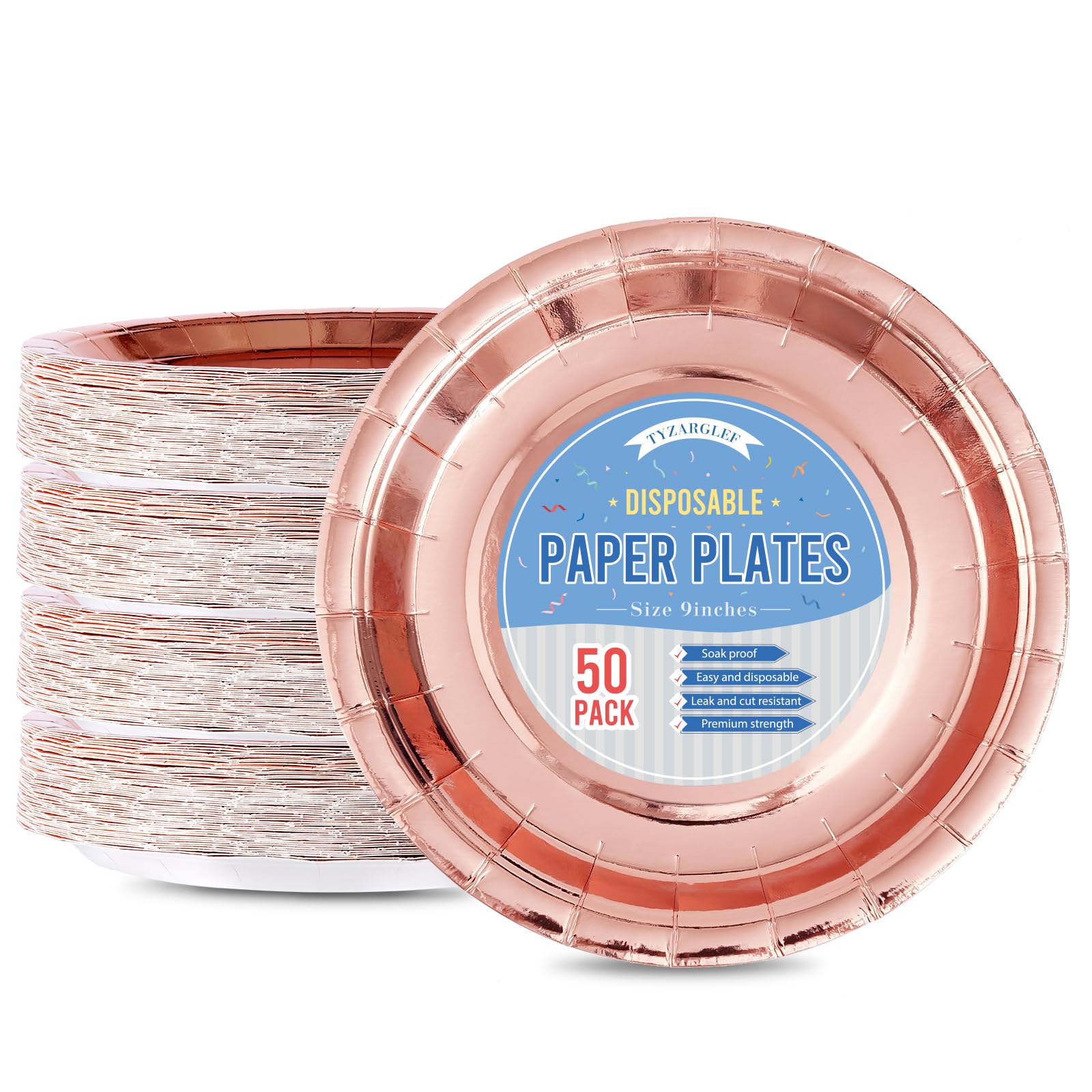 Tyzarglef Disposable Paper Plates Rose Gold - tableware | Mubboo