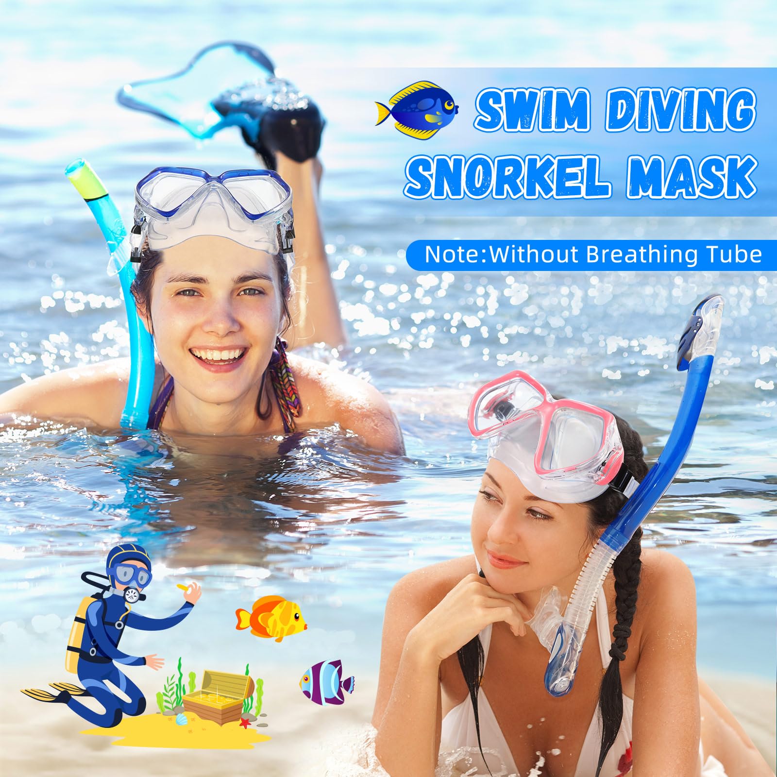 Flutesan 6 gafas de natación con cubierta de nariz para adultos, gafas de piscina, natación, buceo, gafas de natación