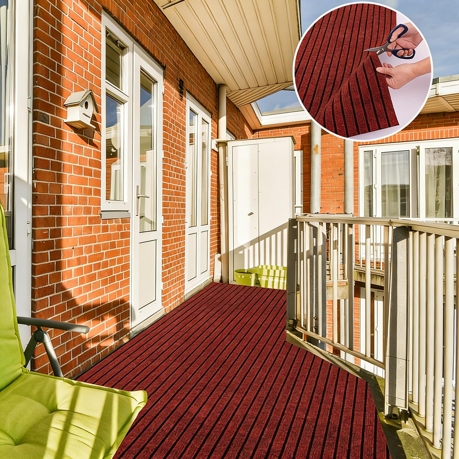 Tappetino Antiscivolo Zerbino Tagliabile per Scale Tappeto Ingresso Esterno Tappeto Asciugapassi Ingresso Interno Facile da Pulire Red,90x240cm