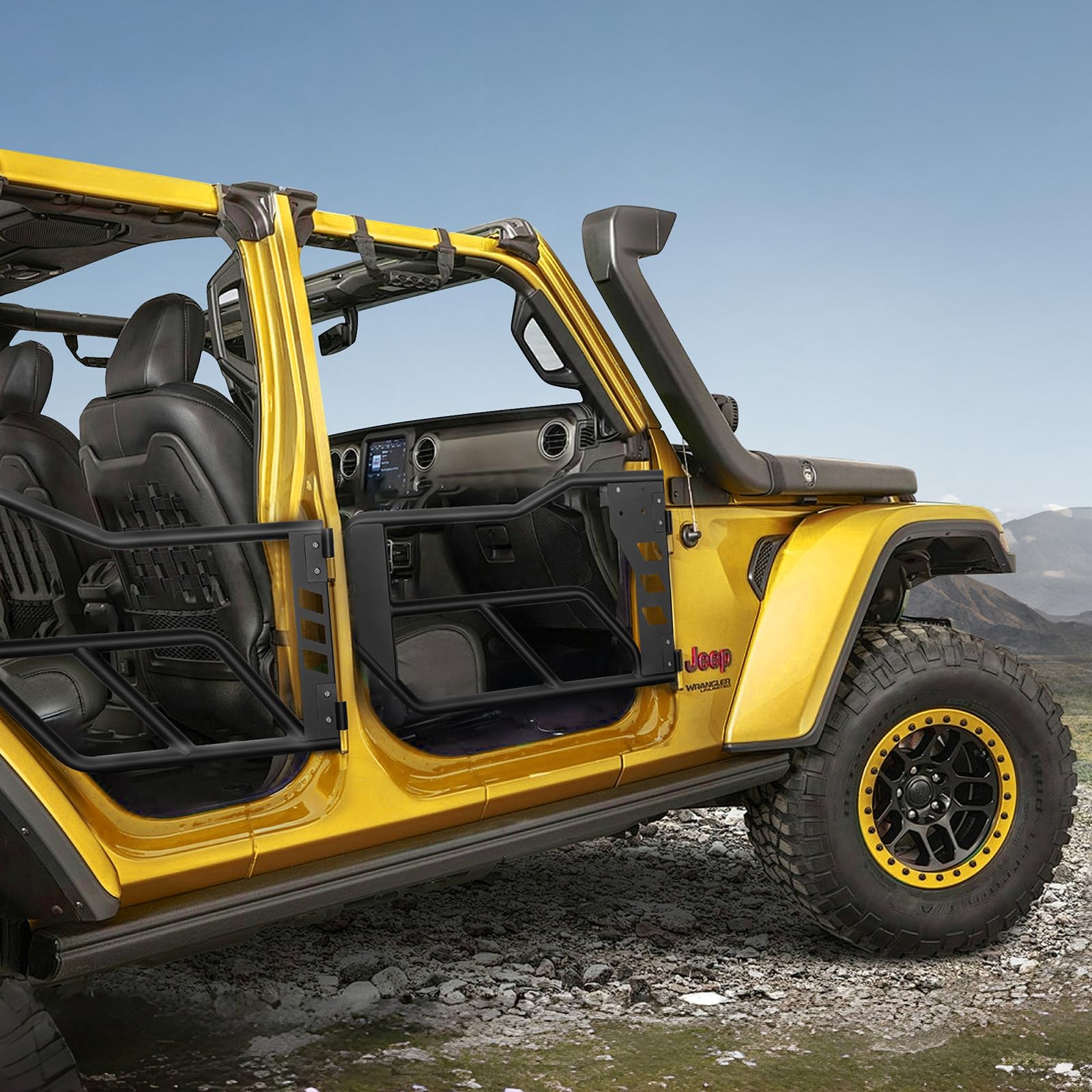 VEVOR Tube porte pour Jeep, 4 portes, porte tubulaire pour Jeep de style aventure avec charnières robustes, loquet OE, coussinets en caoutchouc et tube en acier trempé, pour Jeep Wrangler JK 2007-2018