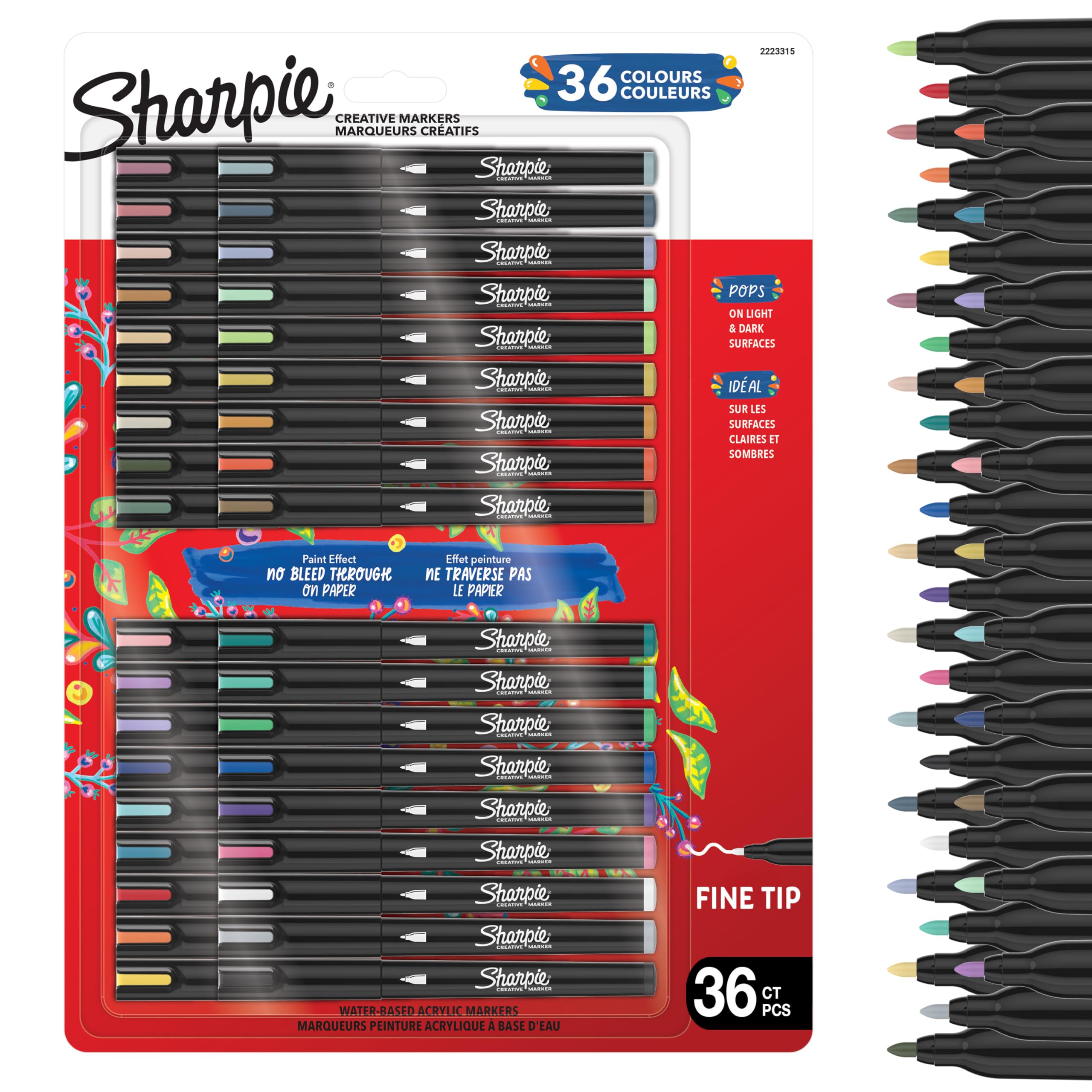 Sharpie Creative Marker Acrylic Paint Pens | Fine-Tip Water-Based Paint Markers | No-Bleed Ink Writes on Most Surfaces | Crafting & Art Supplies | Warm Tones | 36 Count
