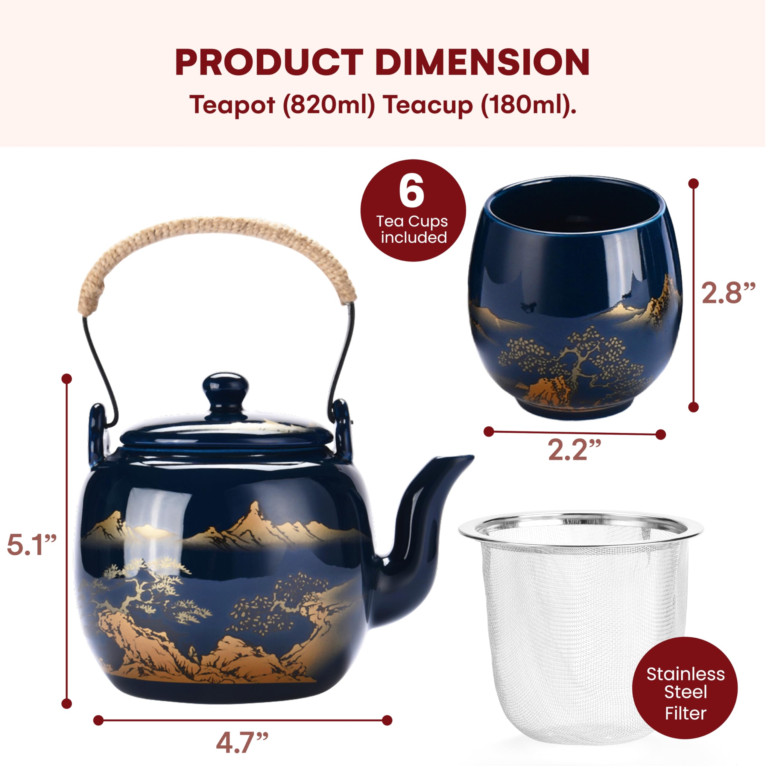 Amazon.com | KITCHTIC Japanese Tea Pot Sets for Adults