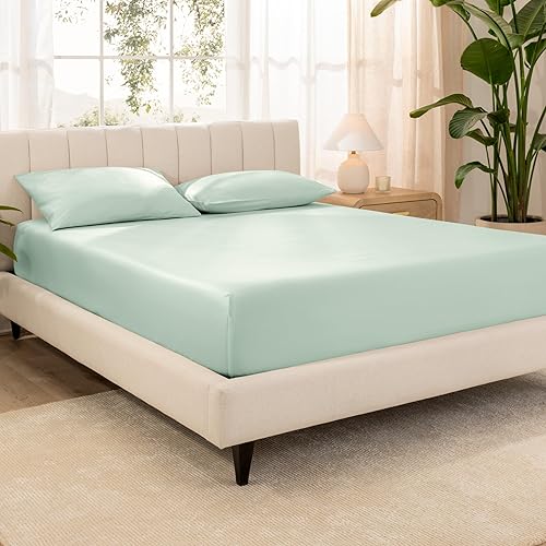 Miniatura 58 de Bare Home 100% Organic Cotton Sateen Fitted Sheet - Smooth Sateen Weave - Breathable & Cooling - Hotel Luxury - Durable Fitted Sheet - Deep Pocket