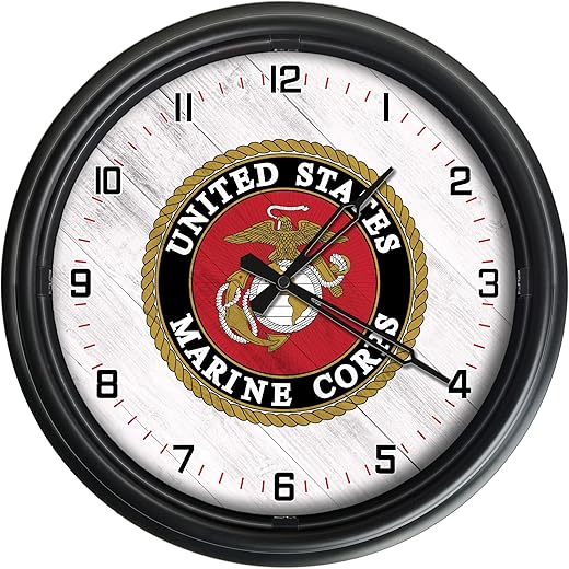 Holland Bar Stool United States Marine Corps Indoor/Outdoor LED Wall Clock
