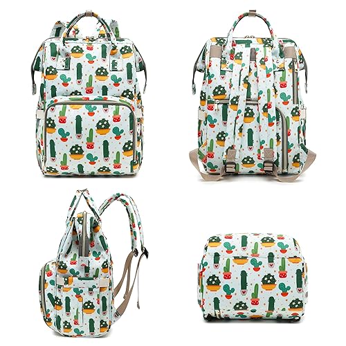 Miniatura 7 de Mochila de pañales de cactus para bebés niños y niñas, bolsas grandes impermeables para pañales para mamá y papá