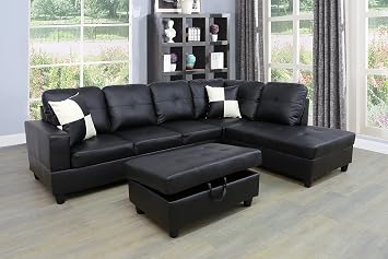 Sectional Sofa Set, 91B Black