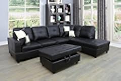 Beverly Fine Funiture Sectional Sofa Set, 91B Black