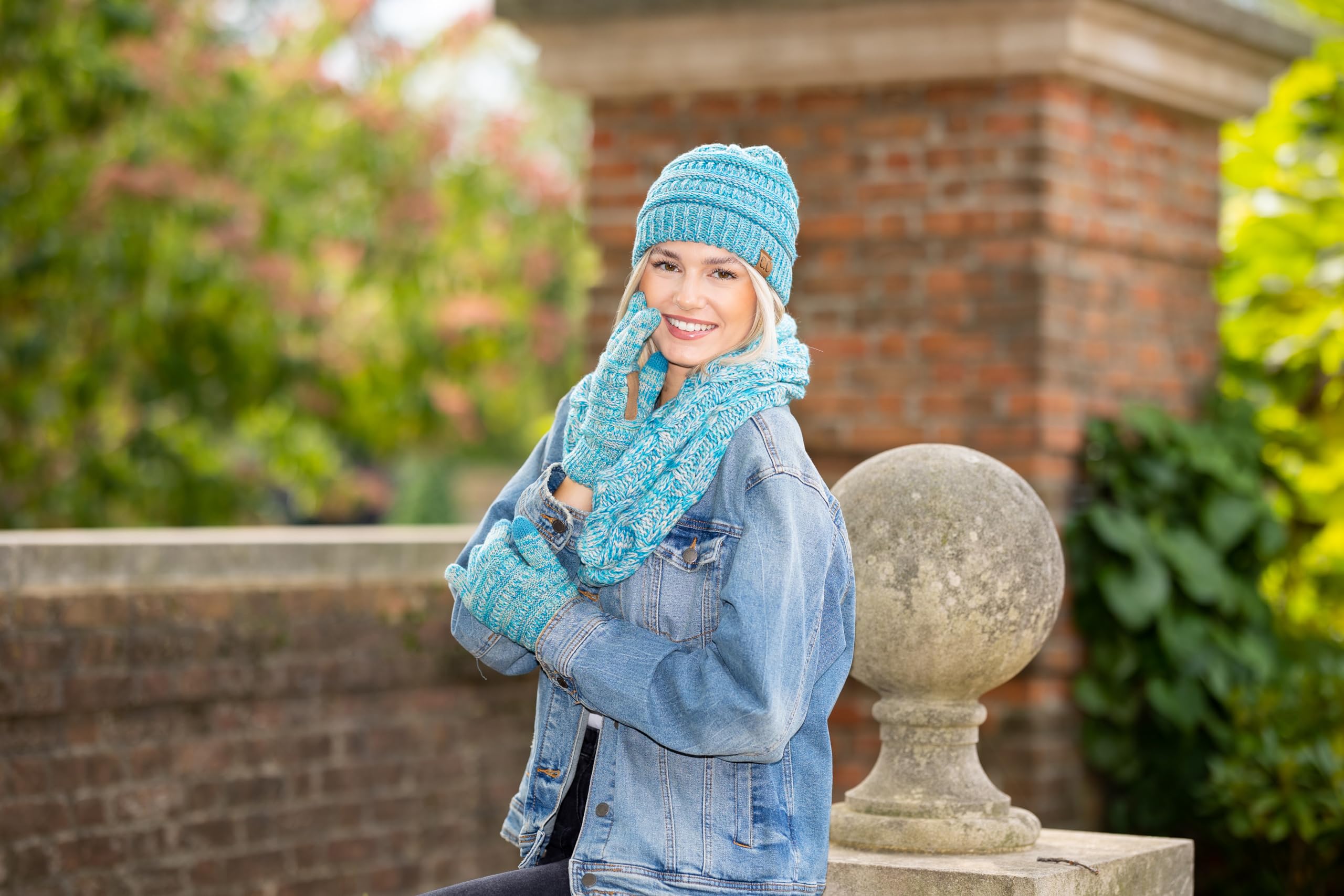 Funky Junque Mütze, Schal, Handschuh-Set für Damen, passendes Winter-Set mit gerippter Strickmütze, weichem Infinity-Schal und warmen, gemütlichen Strickhandschuhen für kaltes Wetter