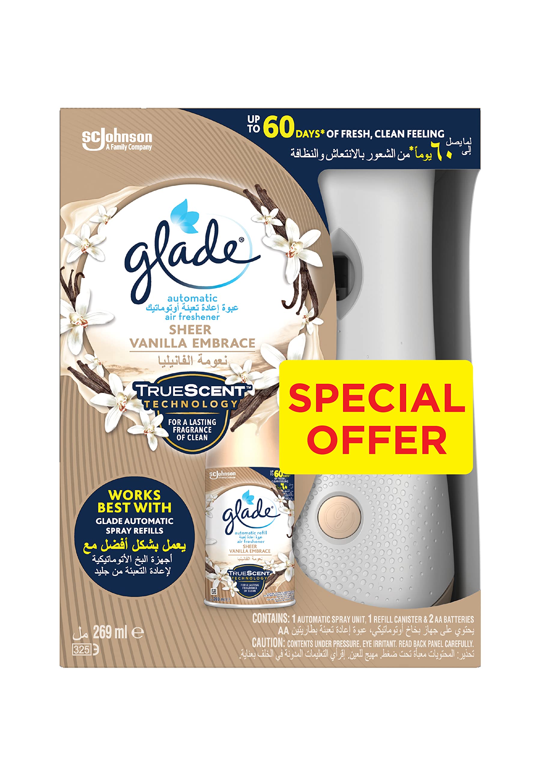 Glade Automatic Holder Sheer Vanilla Embrace Air Freshener Spray 269 ml