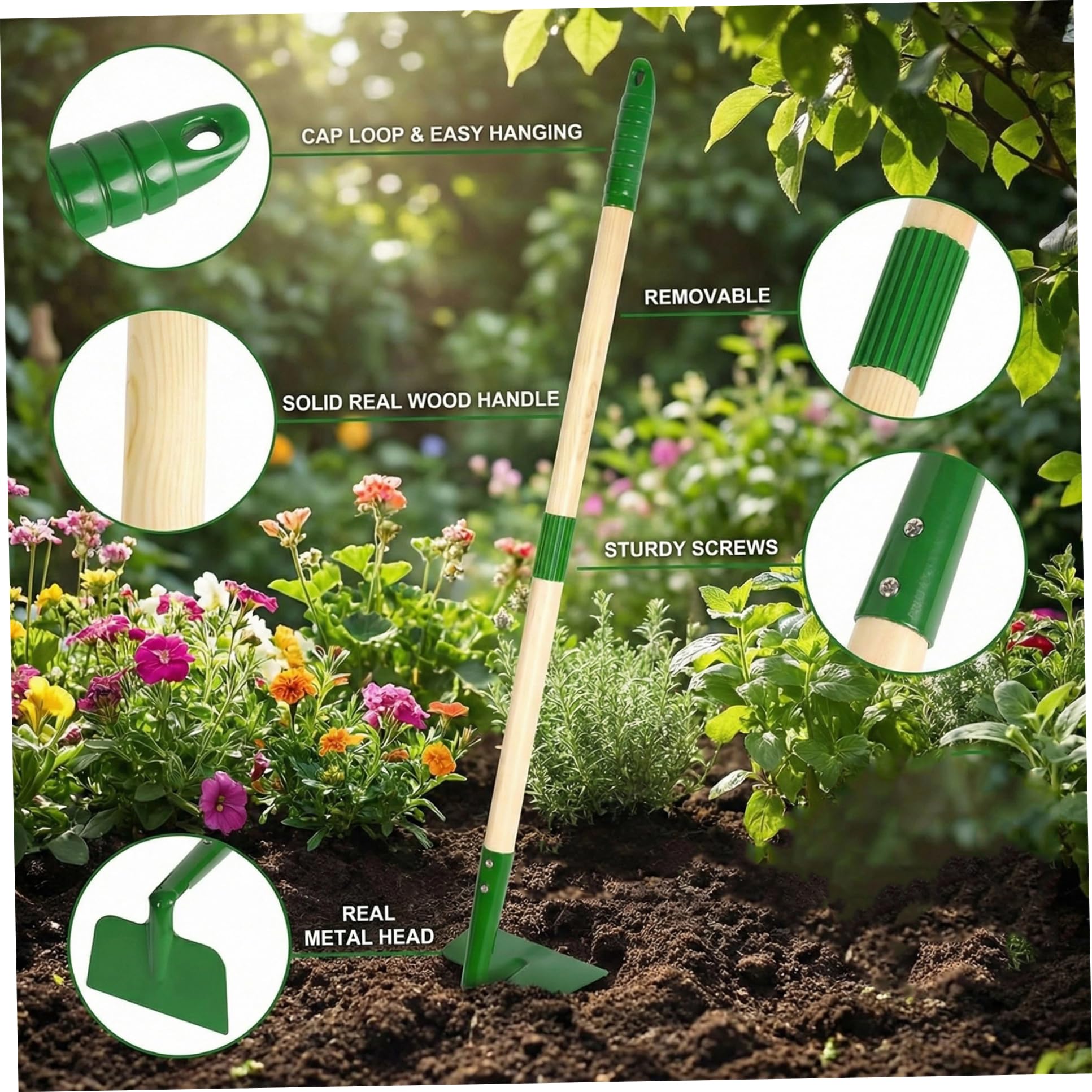 Set da giardinaggio per bambini 6 pezzi Attrezzi da giardinaggio per bambini con rastrello a pala per ragazzi e ragazze dai 3 anni in su, verde