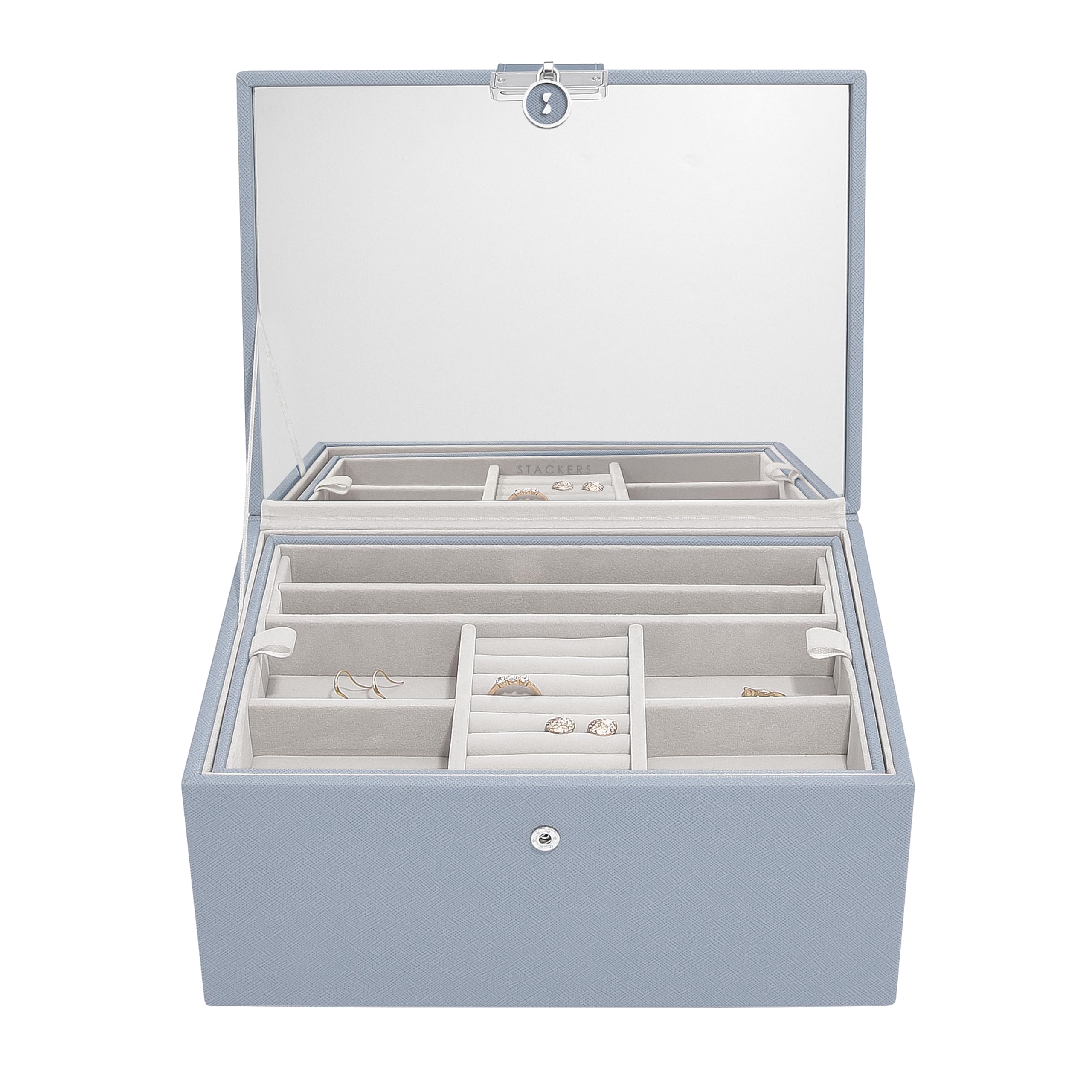 Stackers Dusky Blue Luxury Classic Jewellery Box
