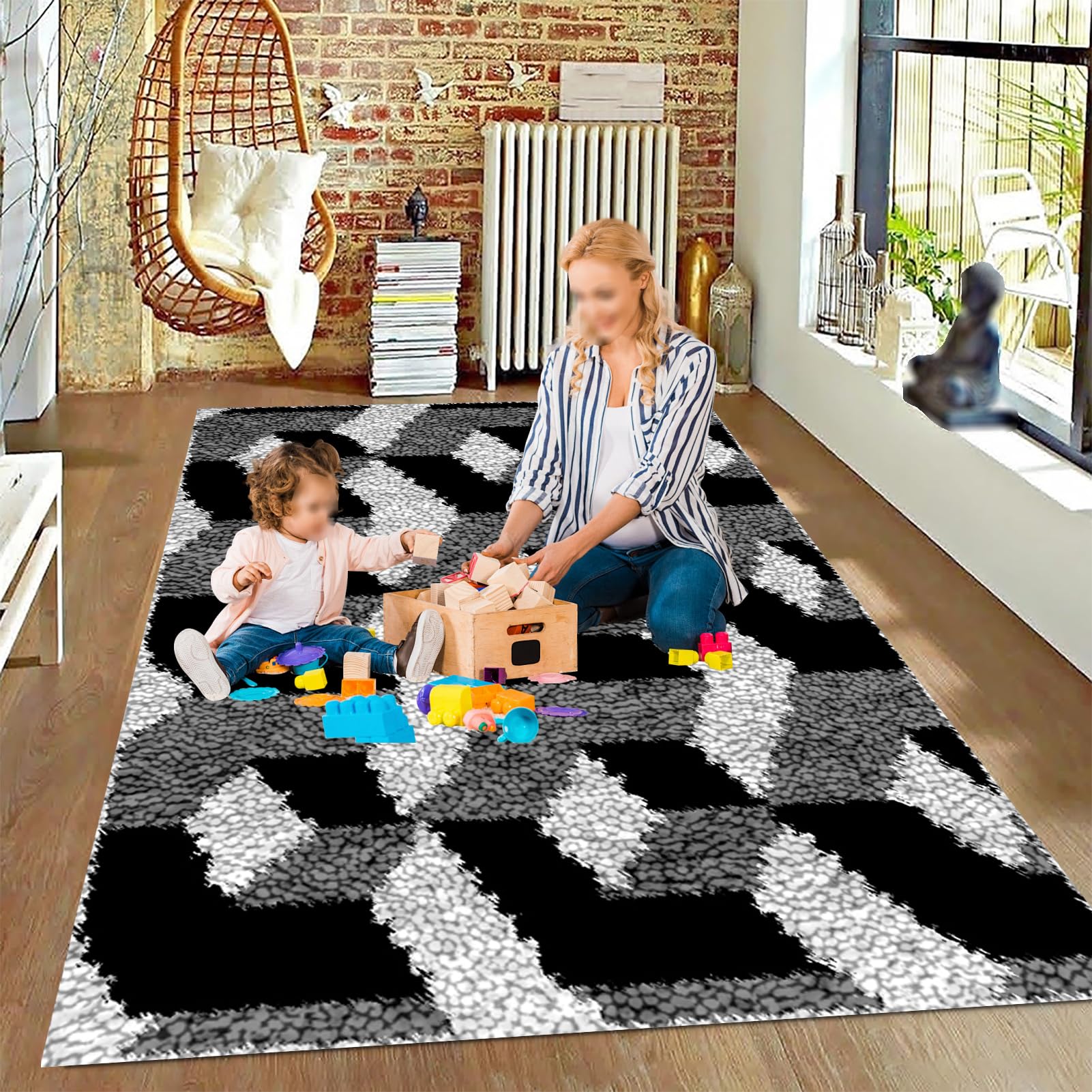 Laegnfho Latch Hook Kits for Adults Latch Hook Rug Kits Latch Hook Kit for Beginners Adults Handmade Home Decoration Rug Making Kits for Adults Latch Hook Mats Latch Hook Cushion Kits 69 x 102 cm - Image 3