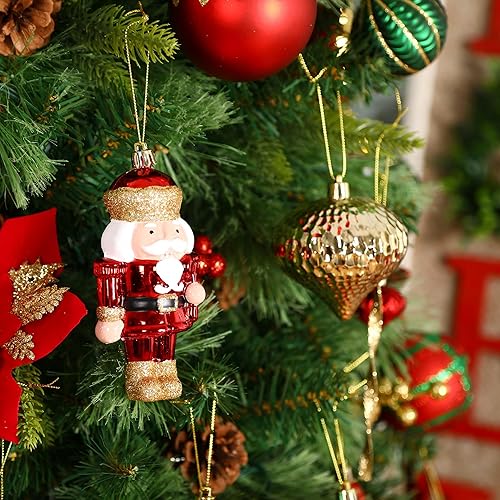 Miniatura 6 de SHareconn Paquete de 135 adornos de Navidad, bolas de Navidad de plástico inastillables para decoración de árboles, bolas con cuerdas para colgar