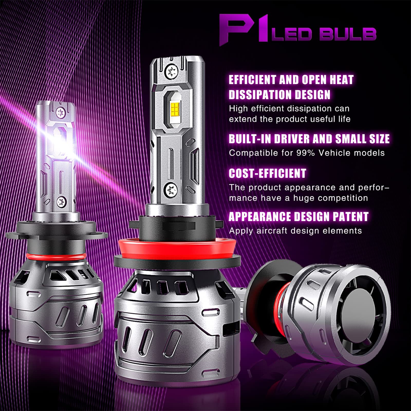 Ampoules De Phare LED, Phare LED Plus Lumineux 2500LM, LED Blanc Brillant 6000K, Plug And Play Pour Kit De Remplacement De Feux De Route Et De Croisement De Voiture, Lot De 2,9012