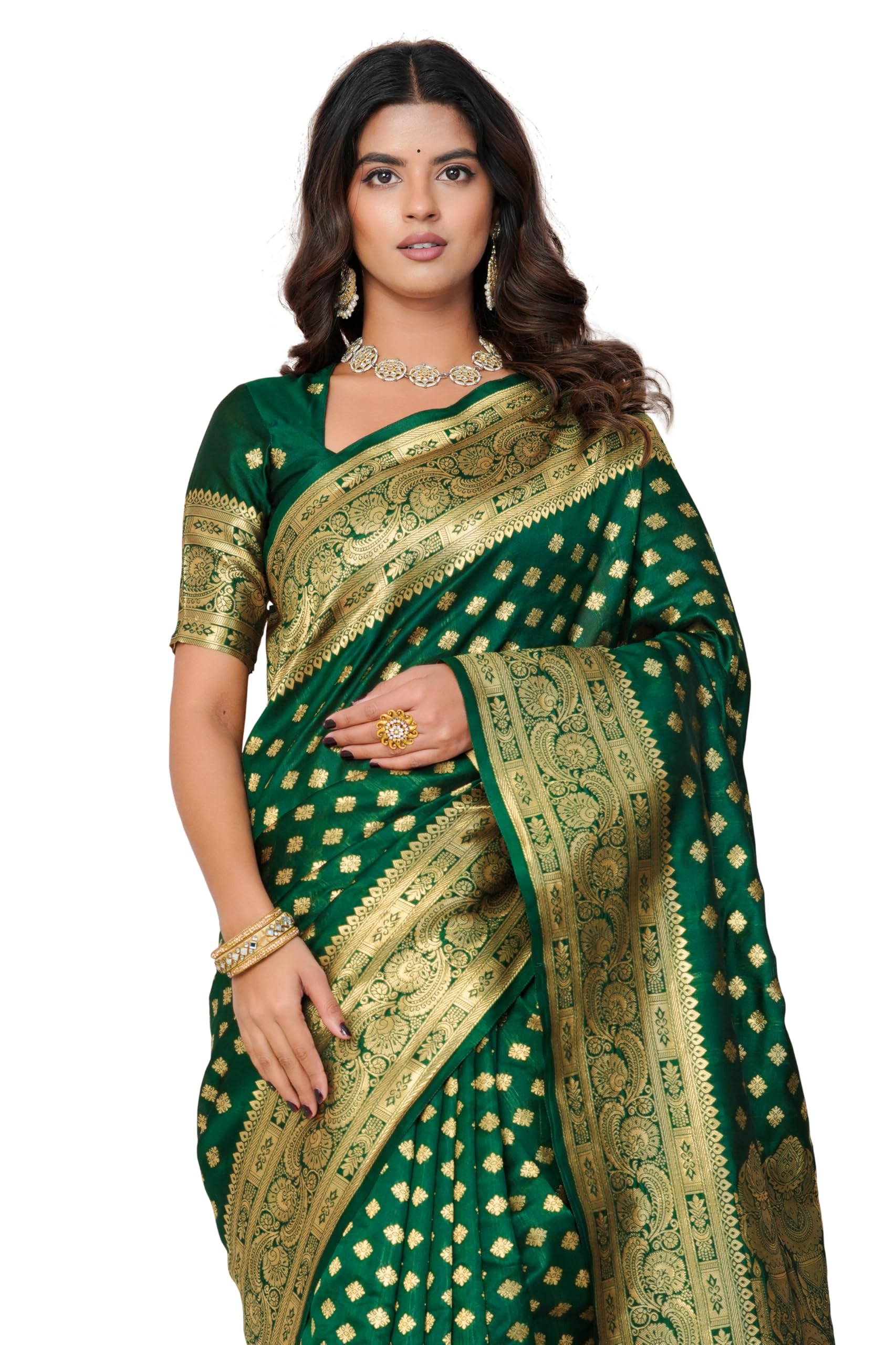 Saree for Woman Silk Cotton Kanjivaram | Soft Easy to Drape Daily Wear Sari with Blouse Fabric-image-42