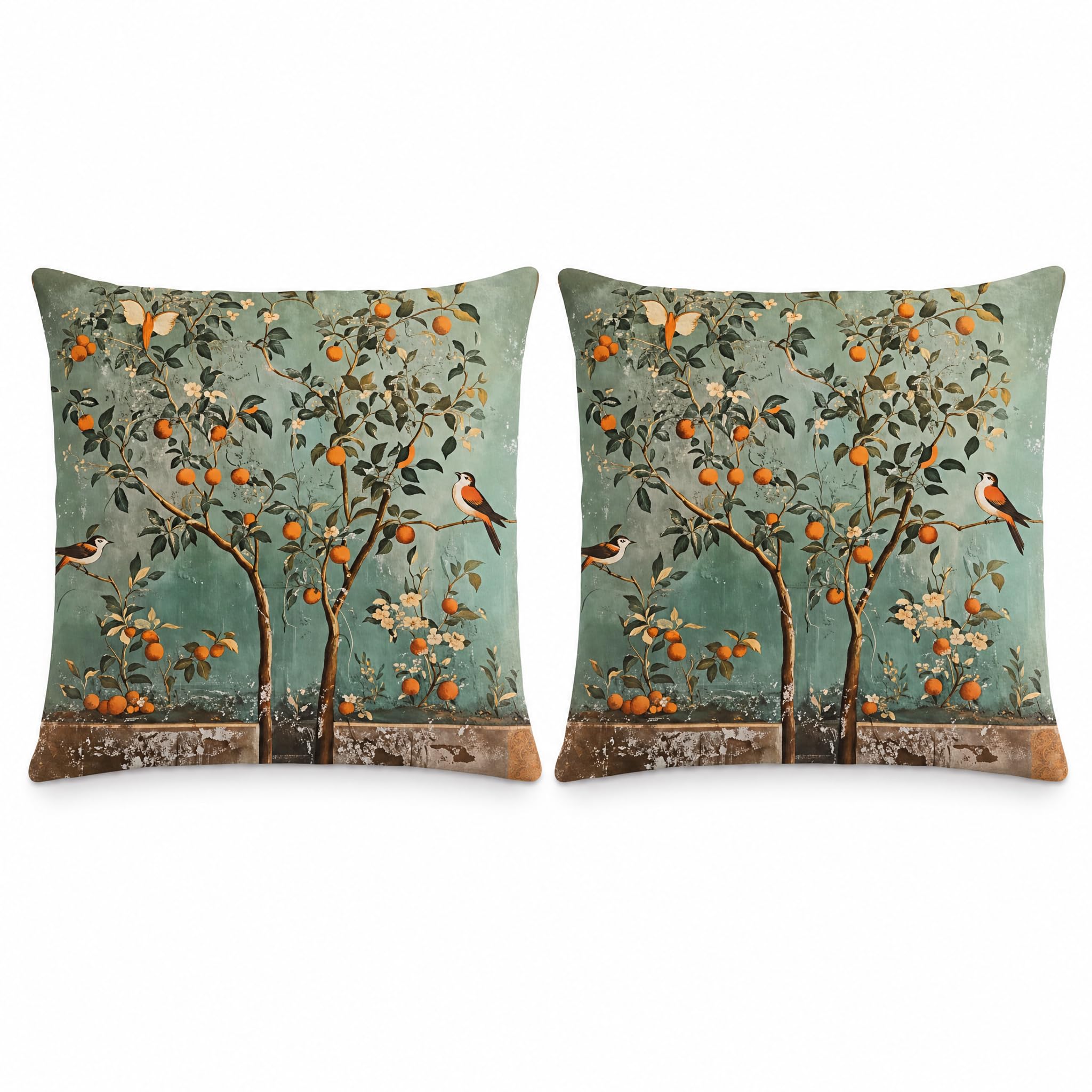 PVOODIRE Cushion Cover 45 x 45 cm, Set of 2, Plush Bird Tree — image 1